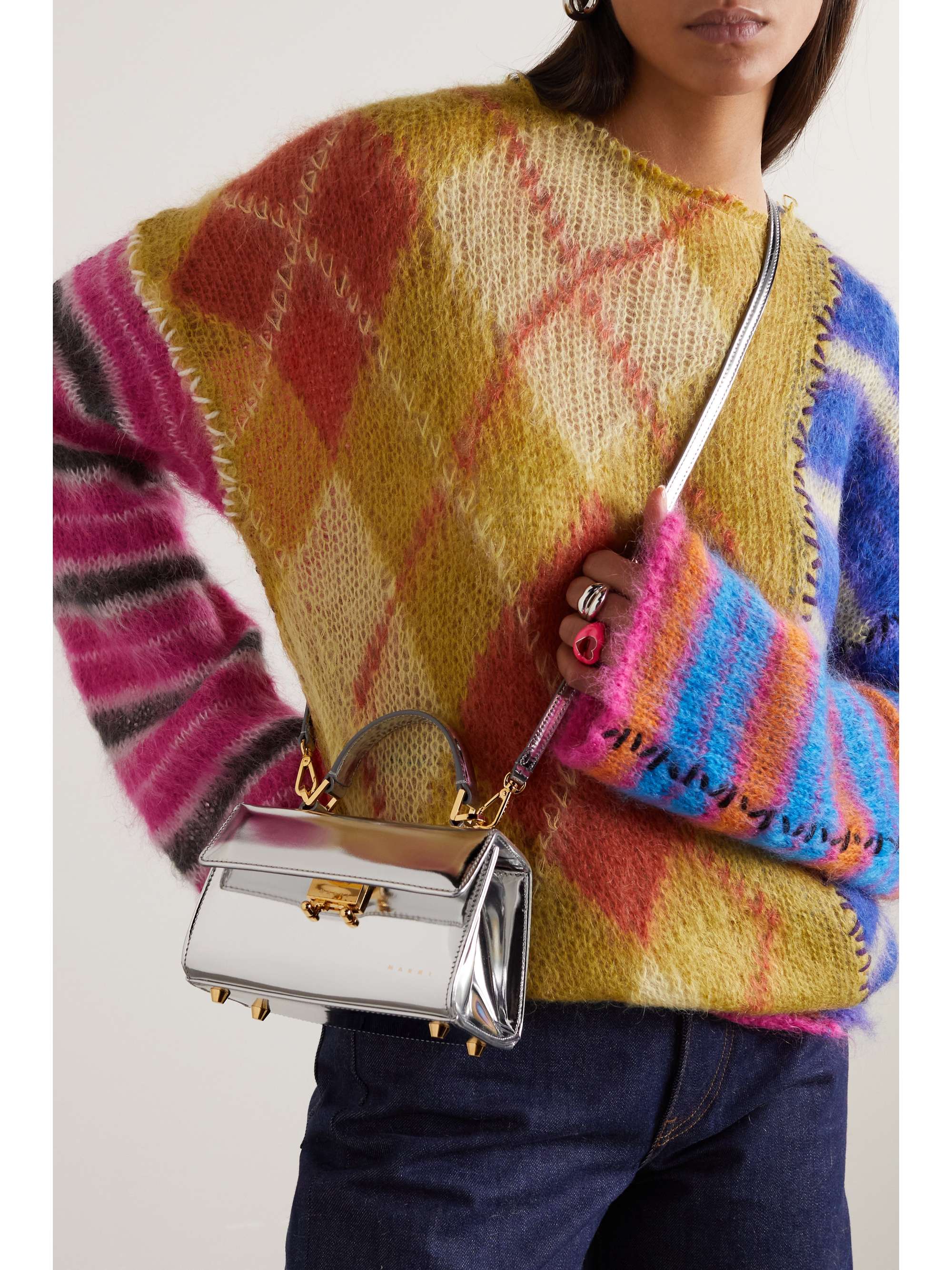 Relativity mini mirrored-leather shoulder bag