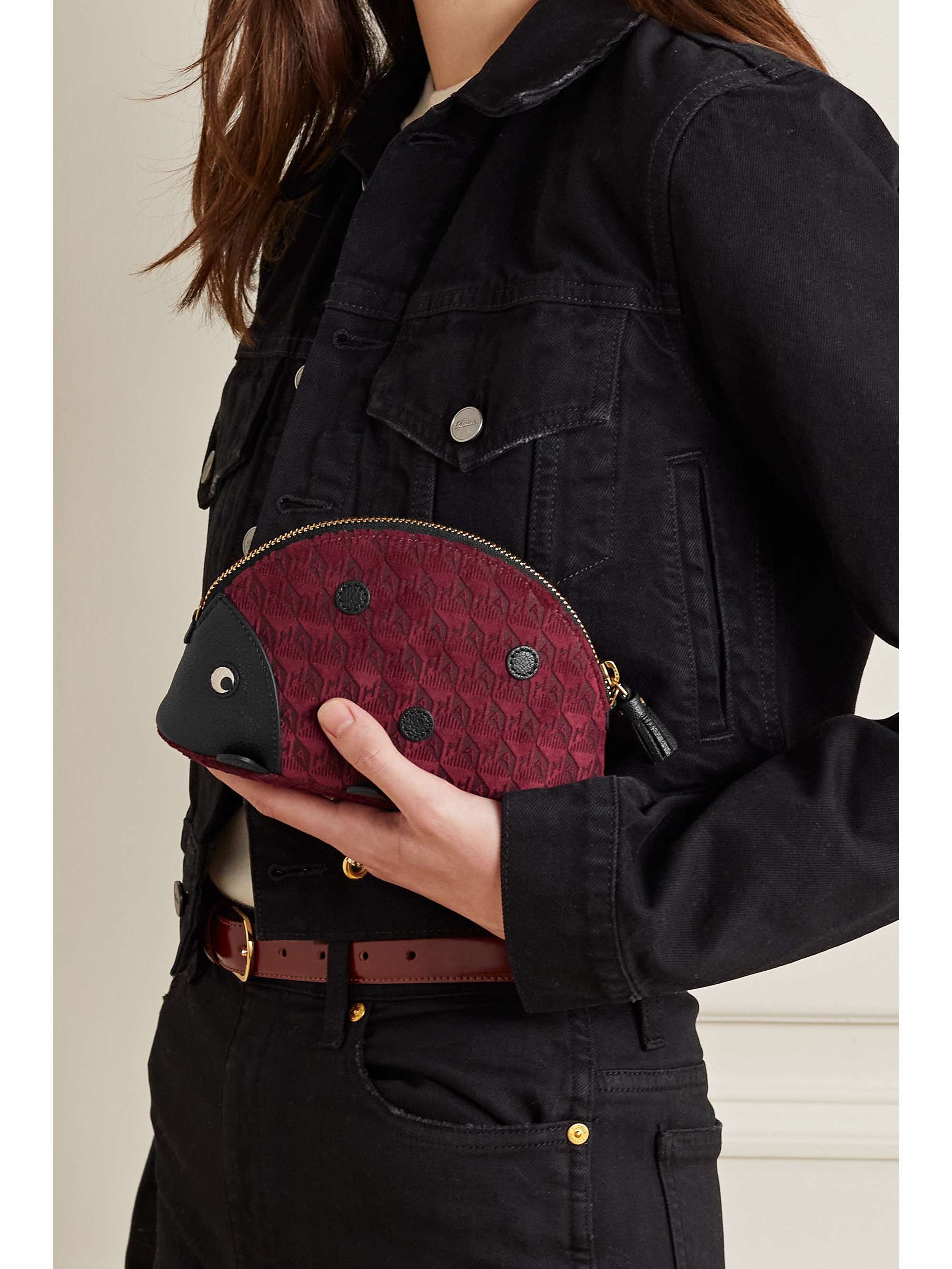 ANYA HINDMARCH Ladybird textured leathertrimmed velvetjacquard