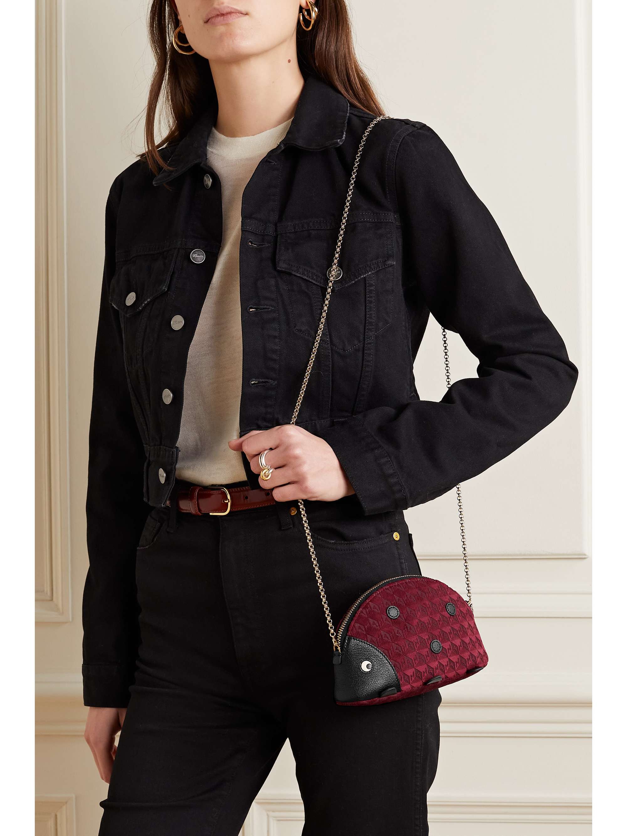 ANYA HINDMARCH Ladybird textured leathertrimmed velvetjacquard
