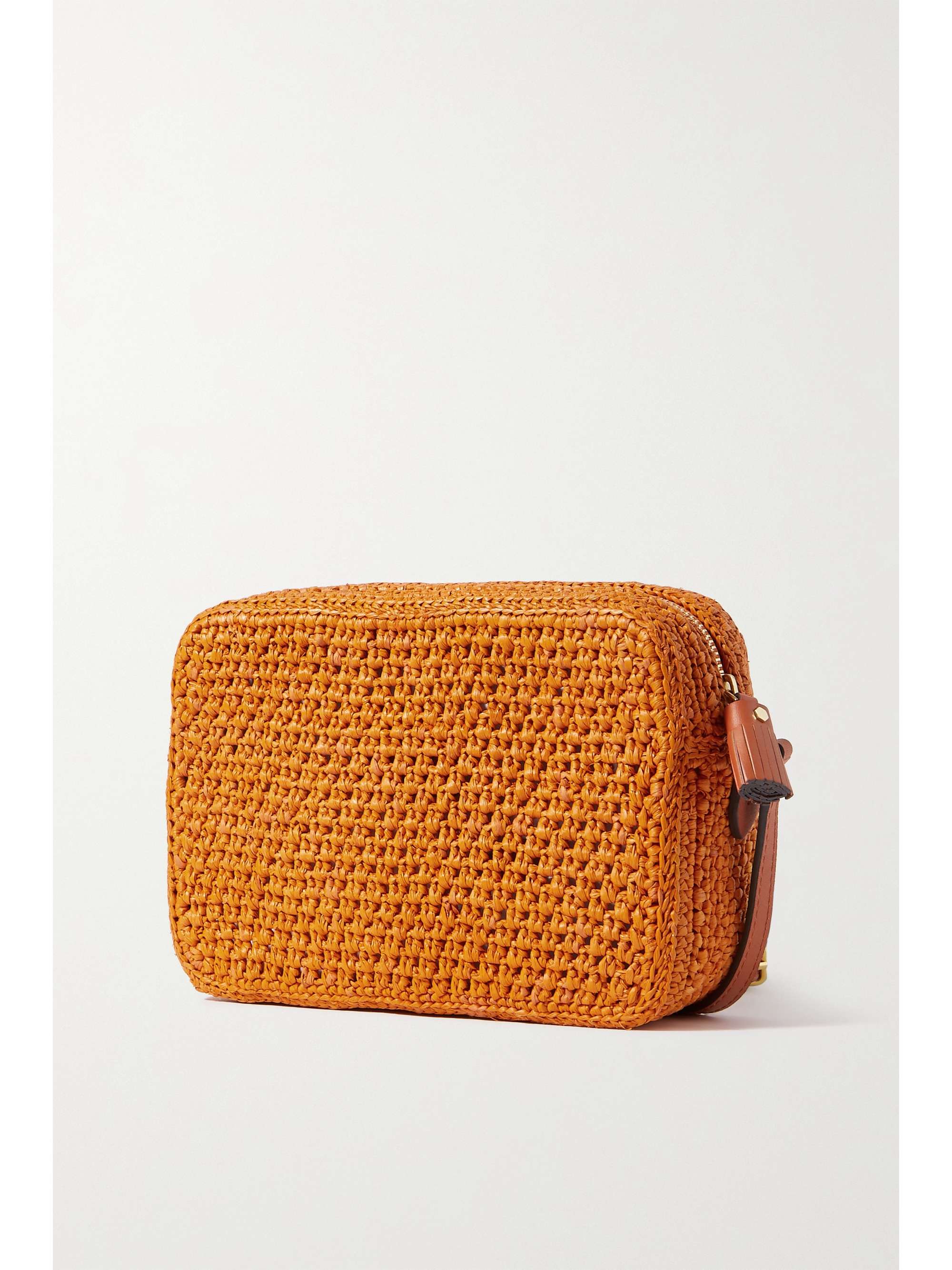 ANYA HINDMARCH Eyes leathertrimmed raffia shoulder bag NETAPORTER