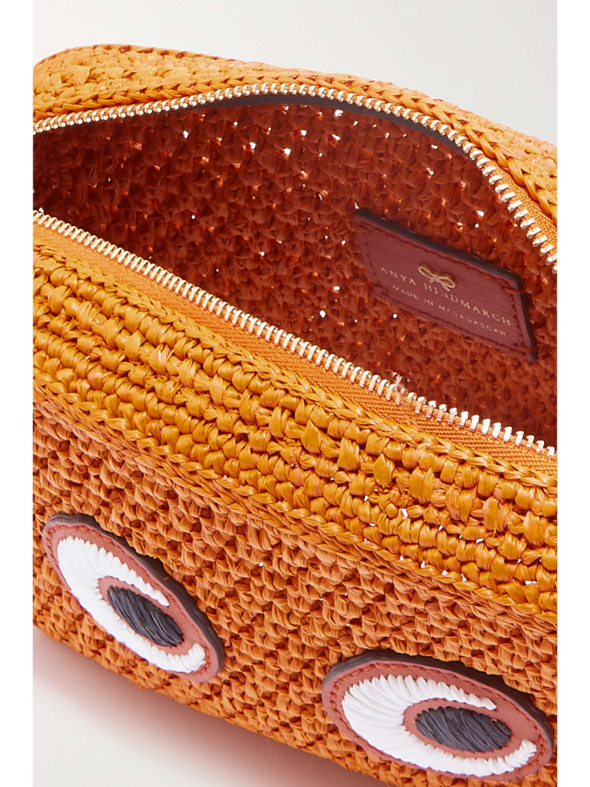 ANYA HINDMARCH Eyes leathertrimmed raffia shoulder bag NETAPORTER