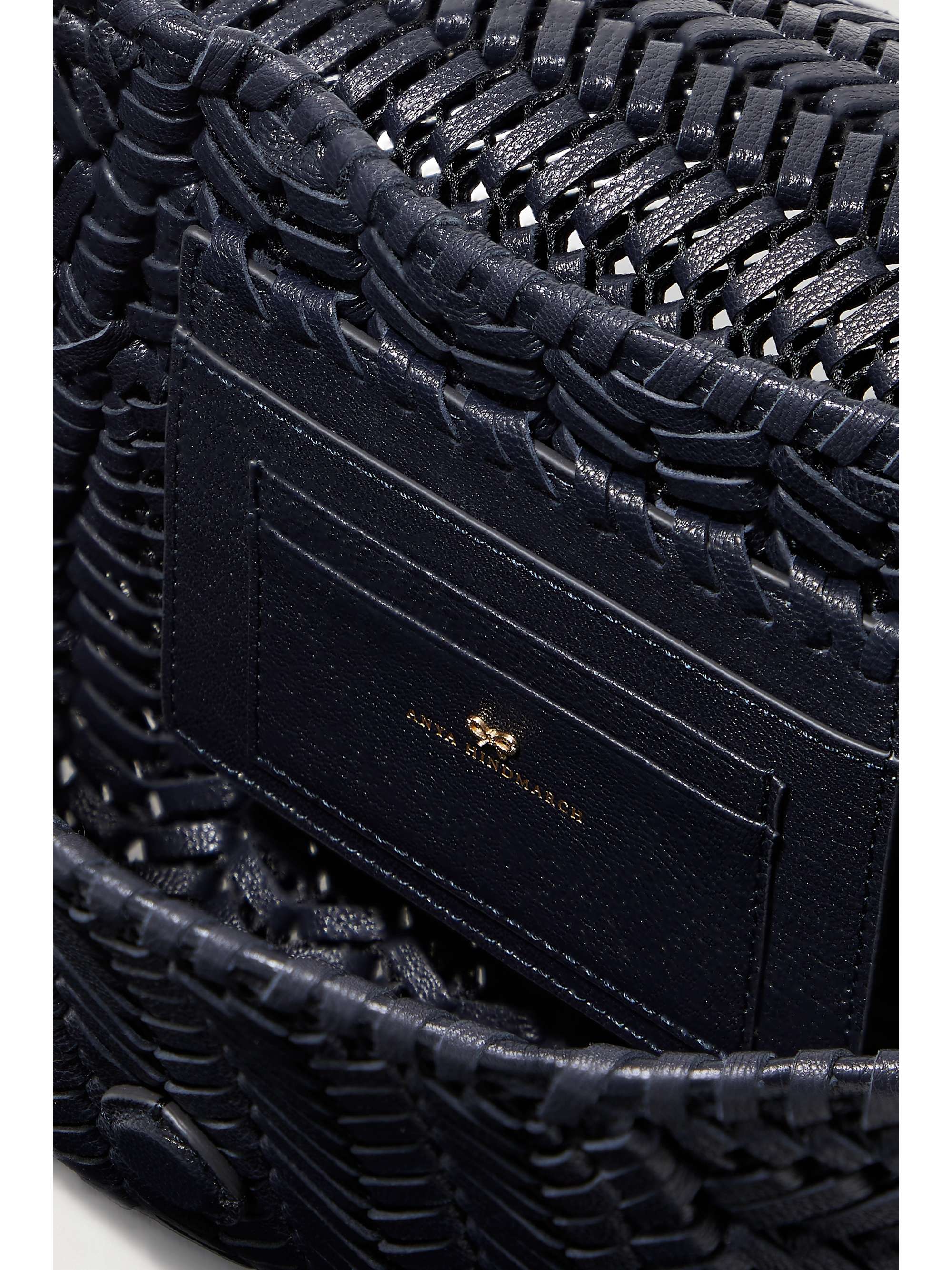 ANYA HINDMARCH The Neeson tasseled woven texturedleather shoulder bag