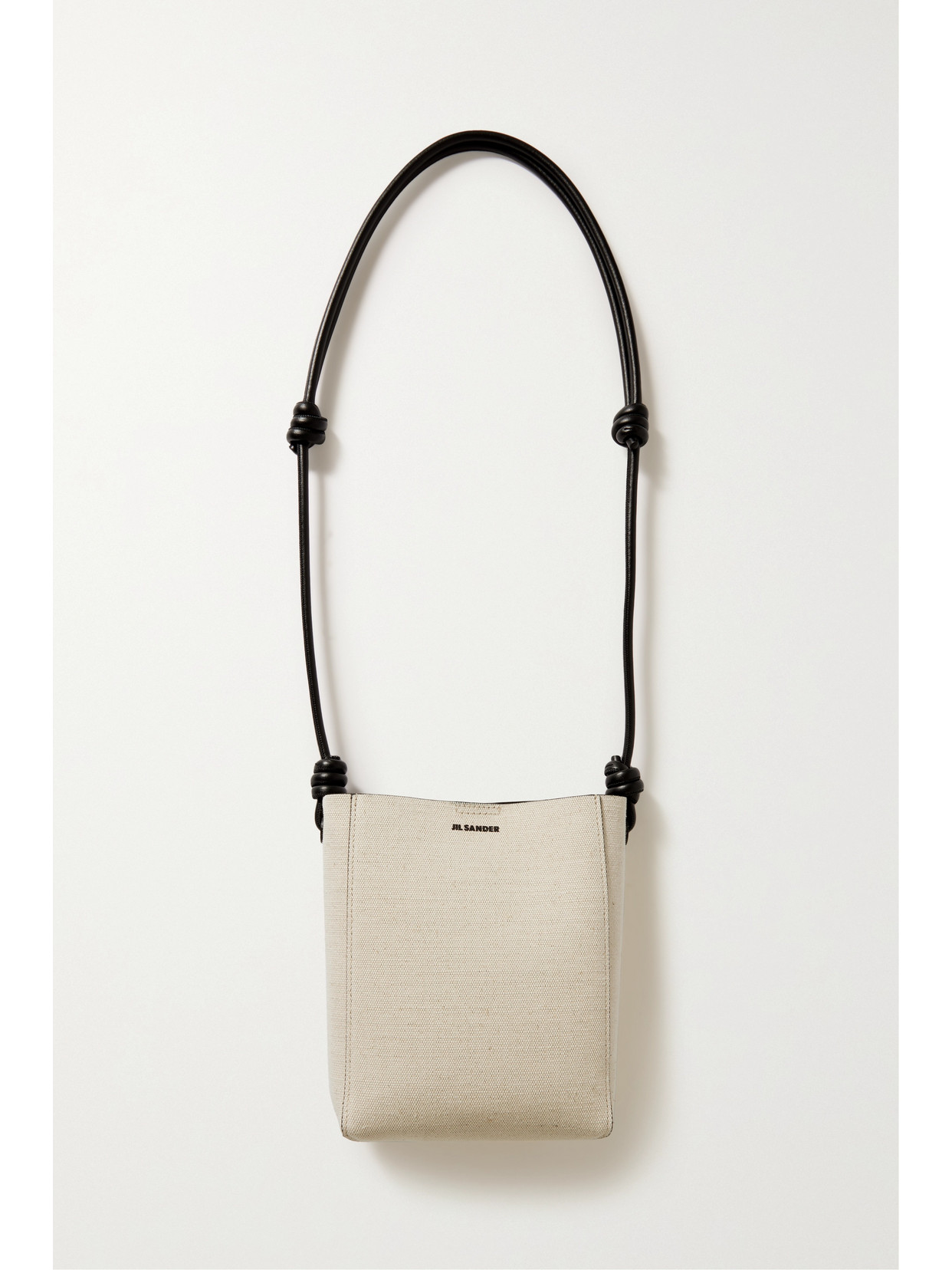 Jil Sander - Knotted Leather And Canvas Shoulder Bag - Neutrals