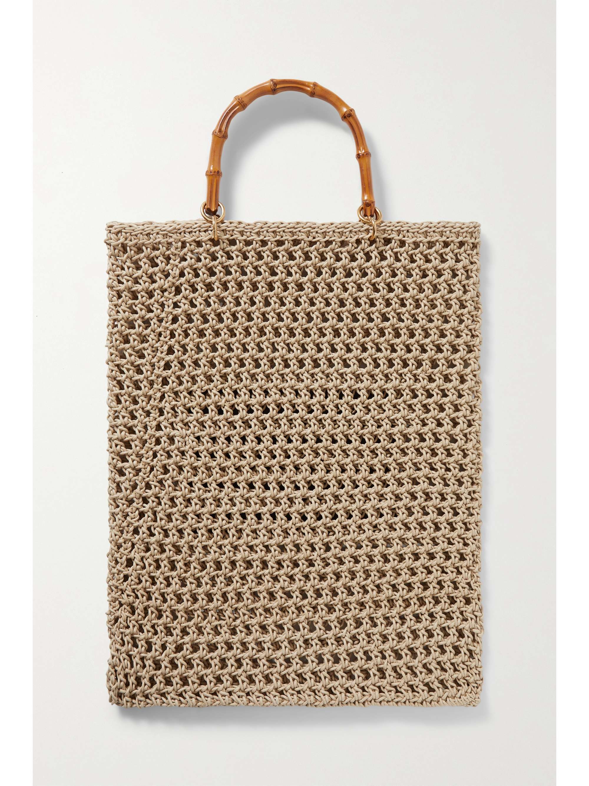 JIL SANDER Leather-trimmed crocheted rope tote
