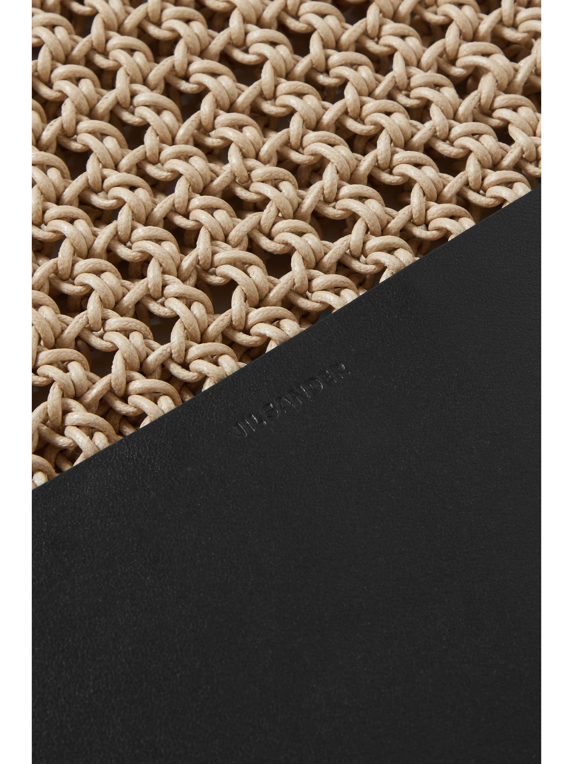 JIL SANDER Leather-trimmed crocheted rope tote