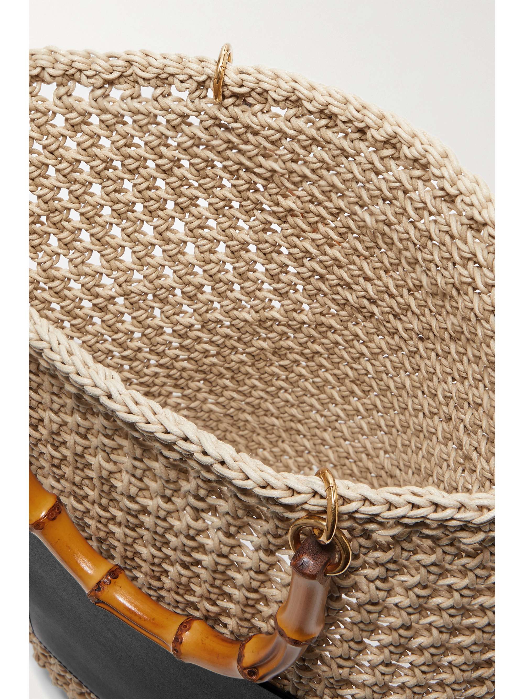 JIL SANDER Leather-trimmed crocheted rope tote