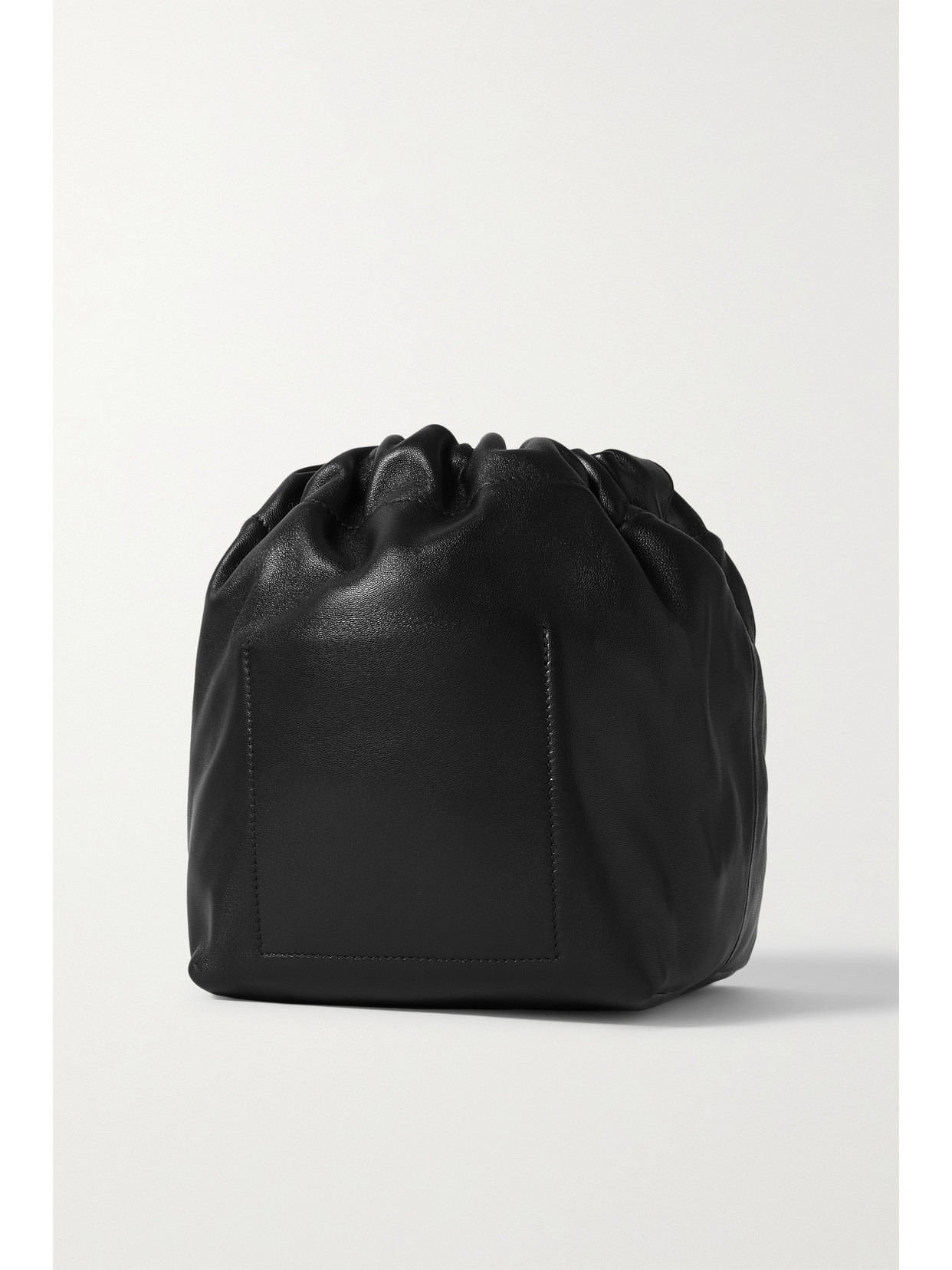 Jil Sander Drawstring Leather Shoulder Bag In Black