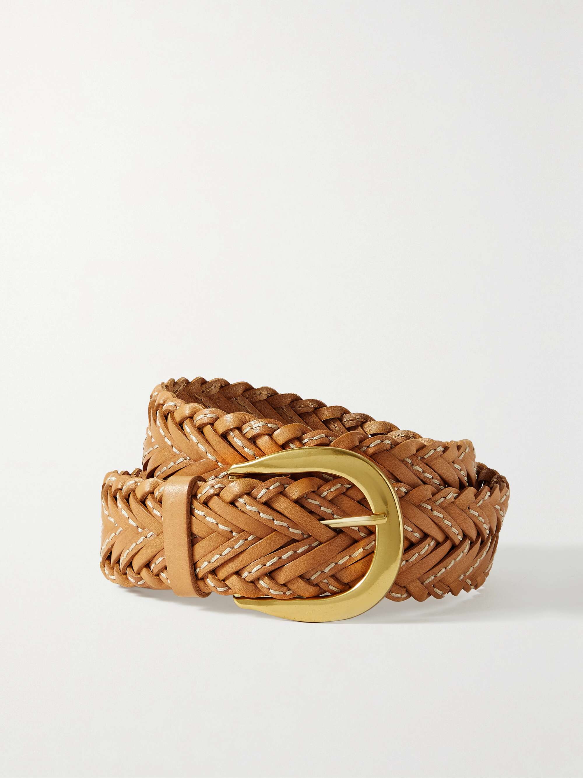 ZIMMERMANN Topstitched braided leather waist belt