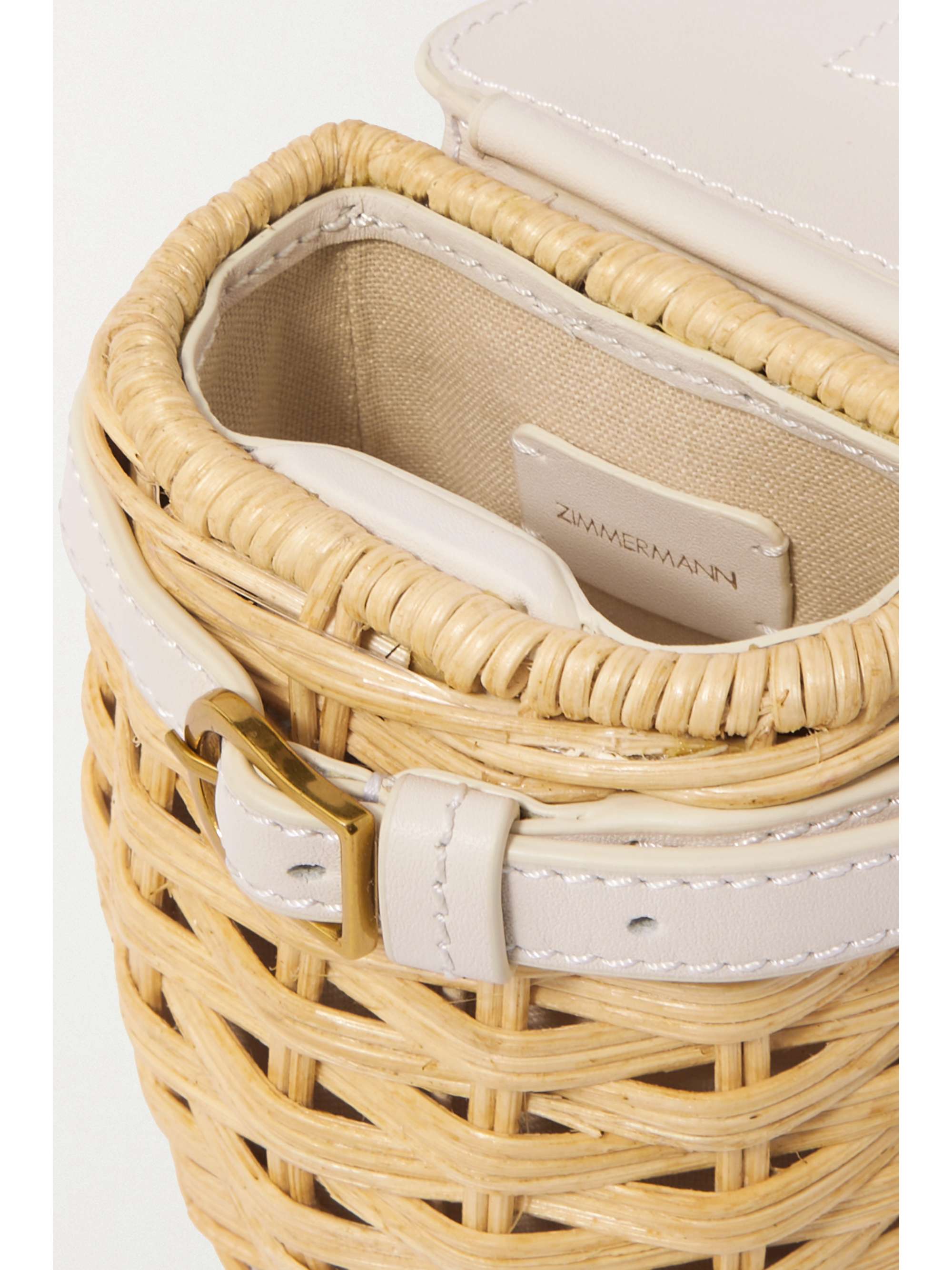 ZIMMERMANN Mini leather-trimmed wicker belt bag