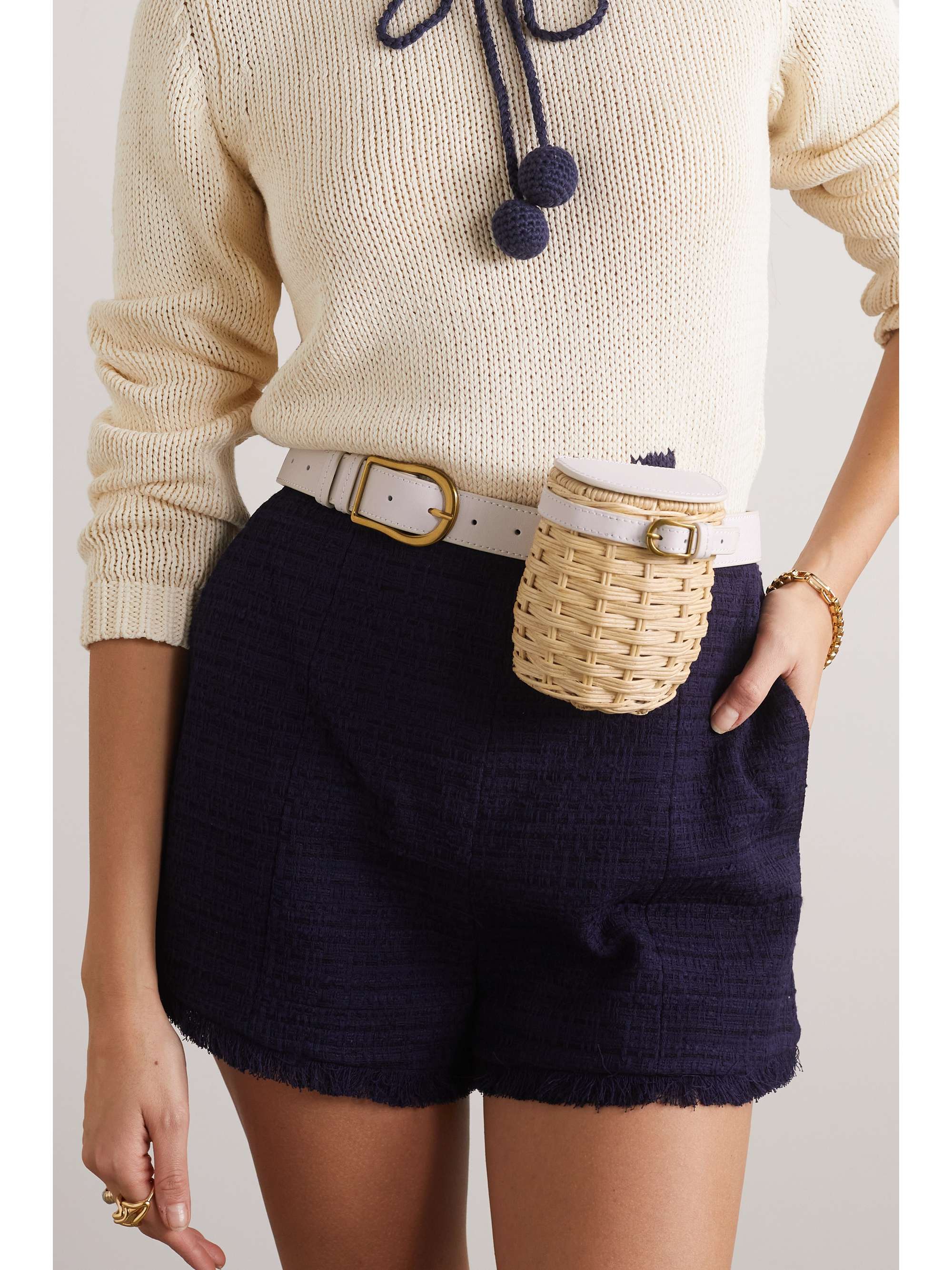 ZIMMERMANN Mini leather-trimmed wicker belt bag