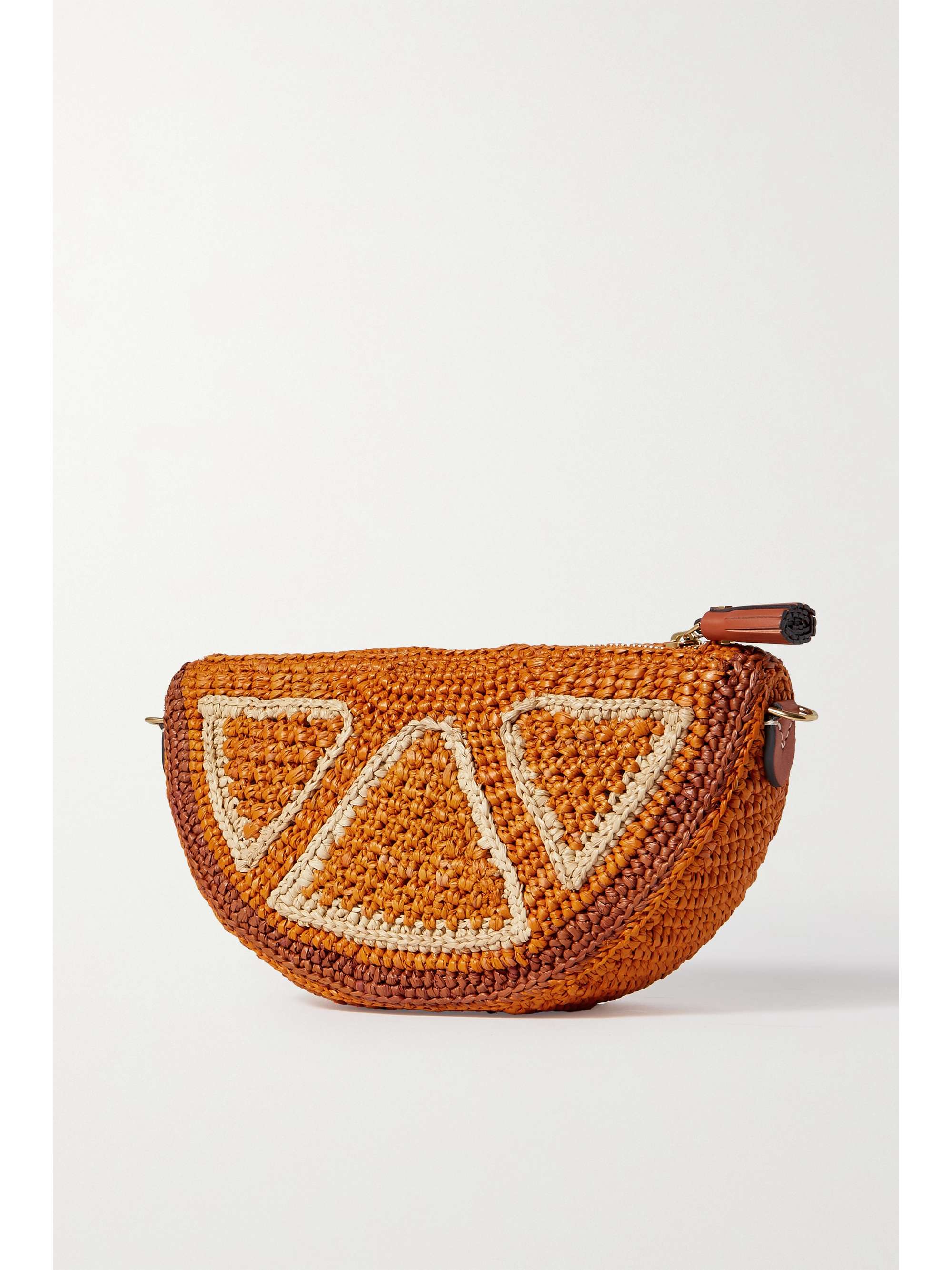 ANYA HINDMARCH Orange raffia shoulder bag NETAPORTER