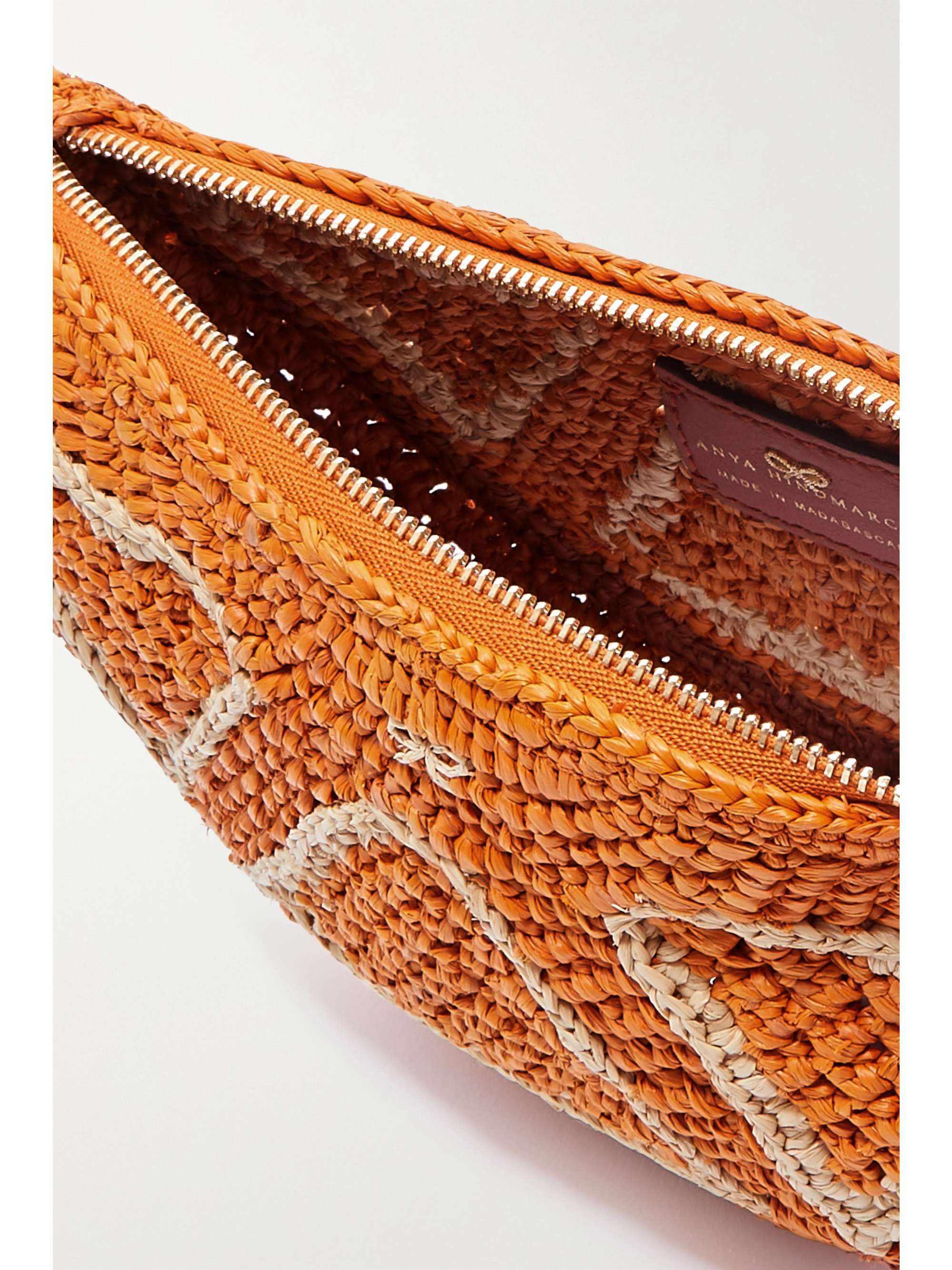 ANYA HINDMARCH Orange raffia shoulder bag NETAPORTER