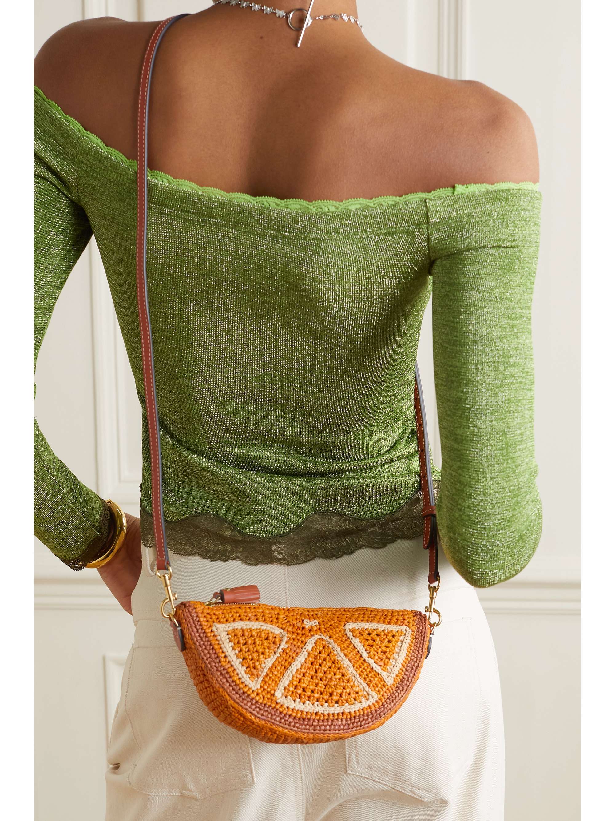 Orange Orange raffia shoulder bag ANYA HINDMARCH NETAPORTER