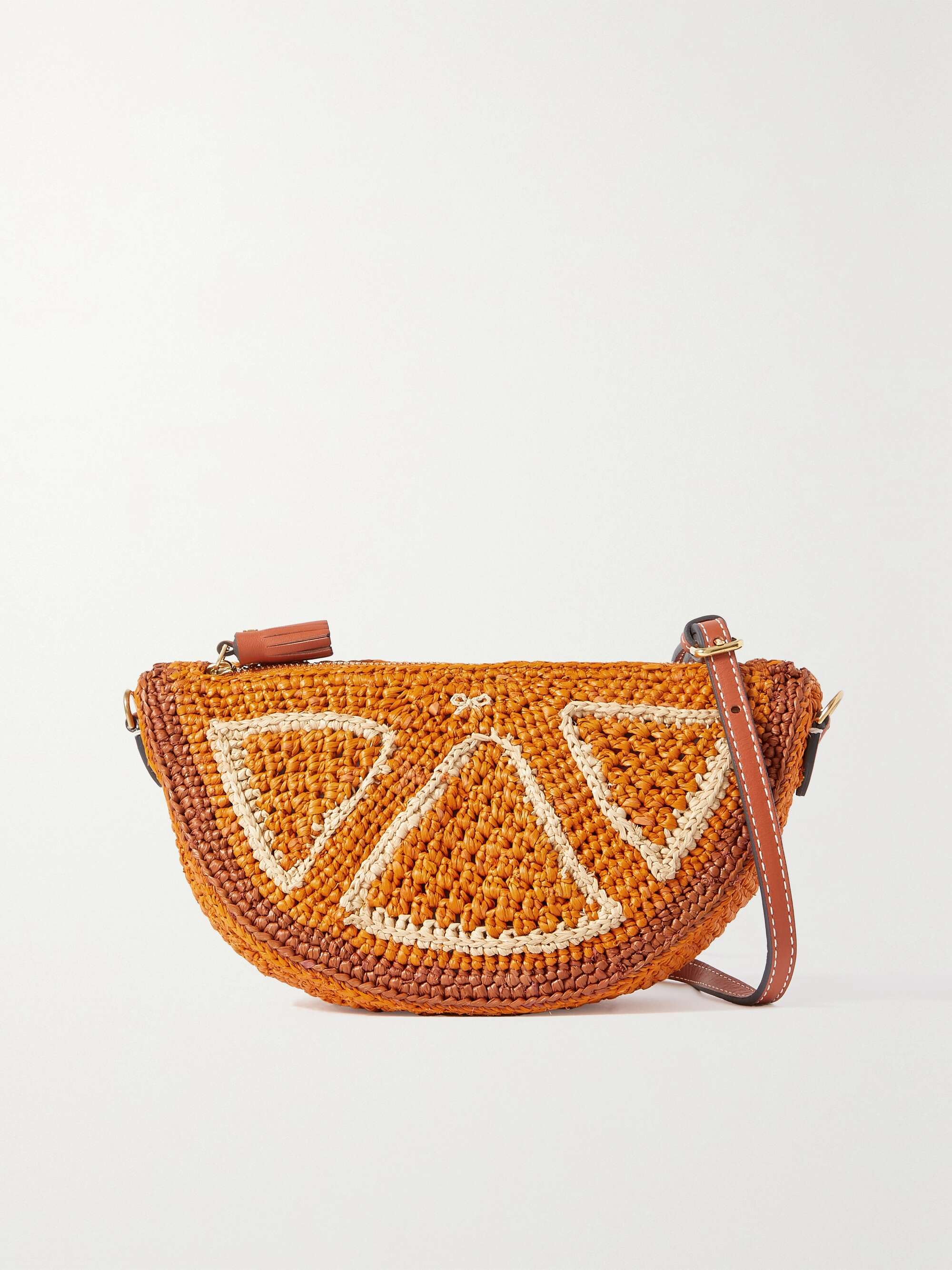 ANYA HINDMARCH Orange raffia shoulder bag NETAPORTER