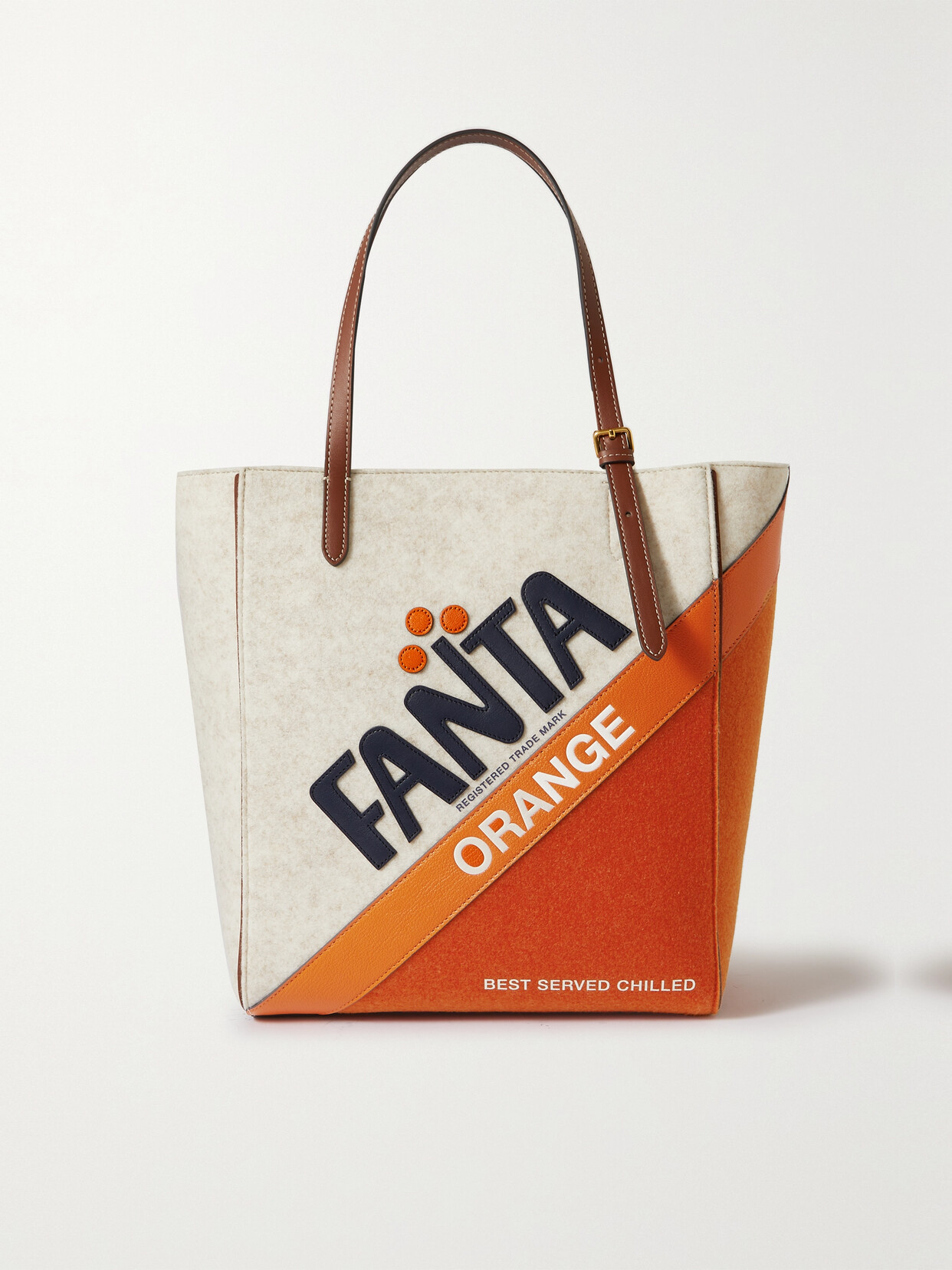 Anya Hindmarch Small Fanta Felt Tote Bag In Chalk,clementin