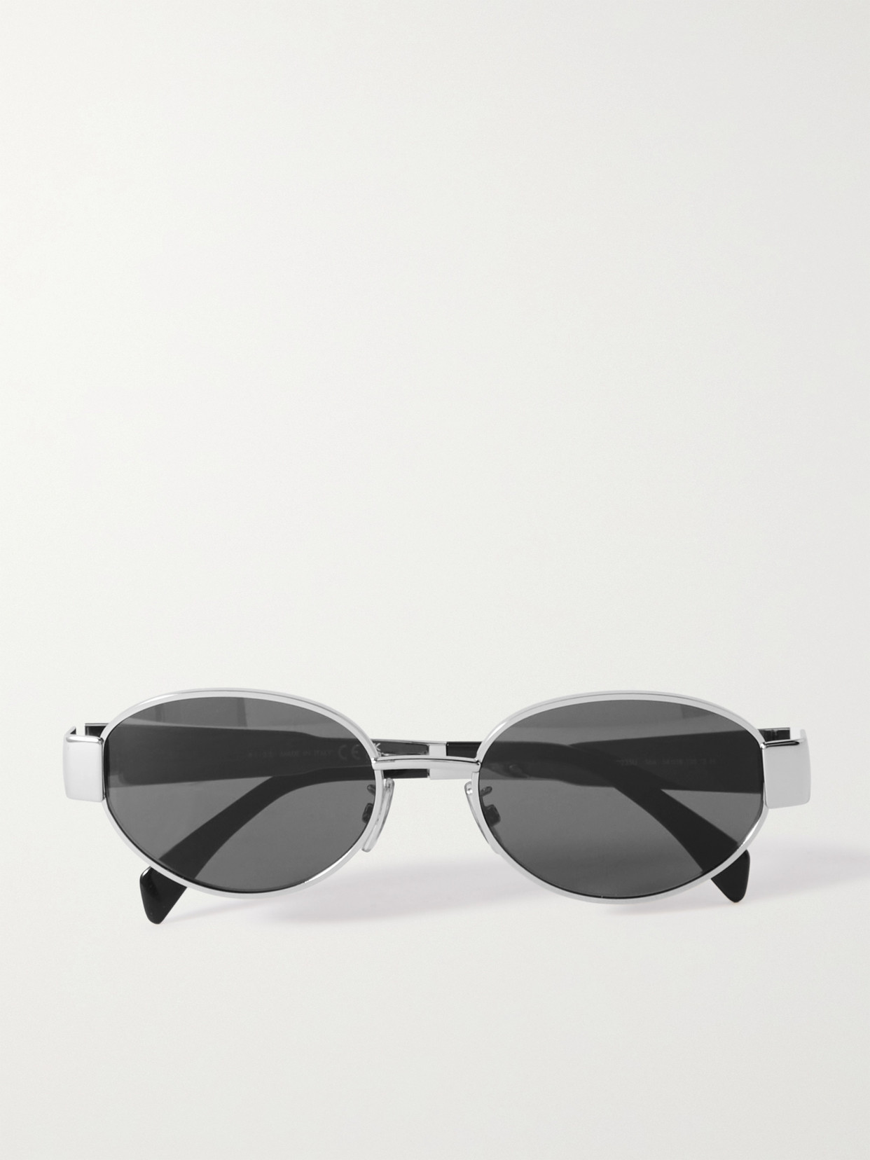 Celine Oval-frame Silver-tone And Acetate Sunglasses In Gray