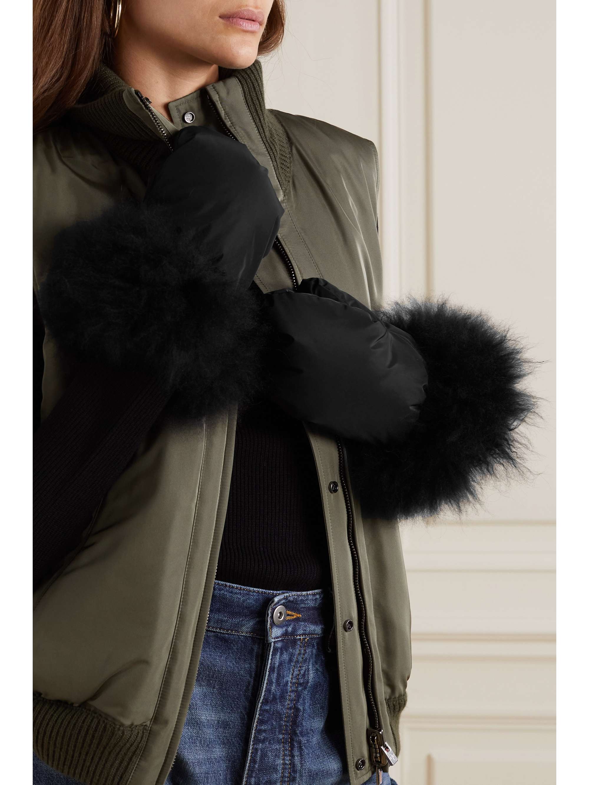 YVES SALOMON Shearling-trimmed padded shell mittens