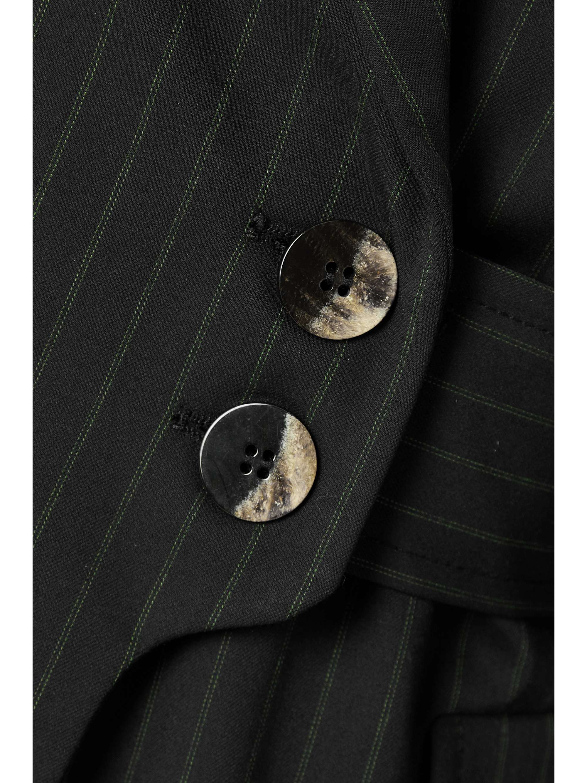 GANNI + NET SUSTAIN belted striped recycled-crepe blazer