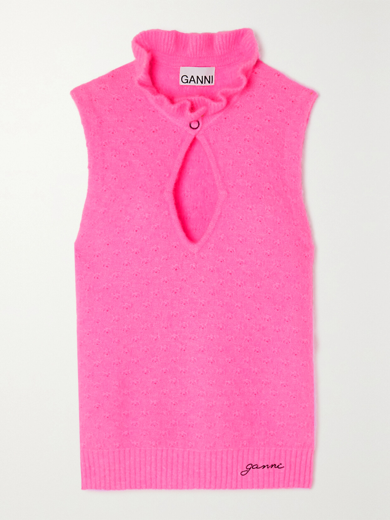 GANNI - + Net Sustain Knitted Turtleneck Vest - Pink