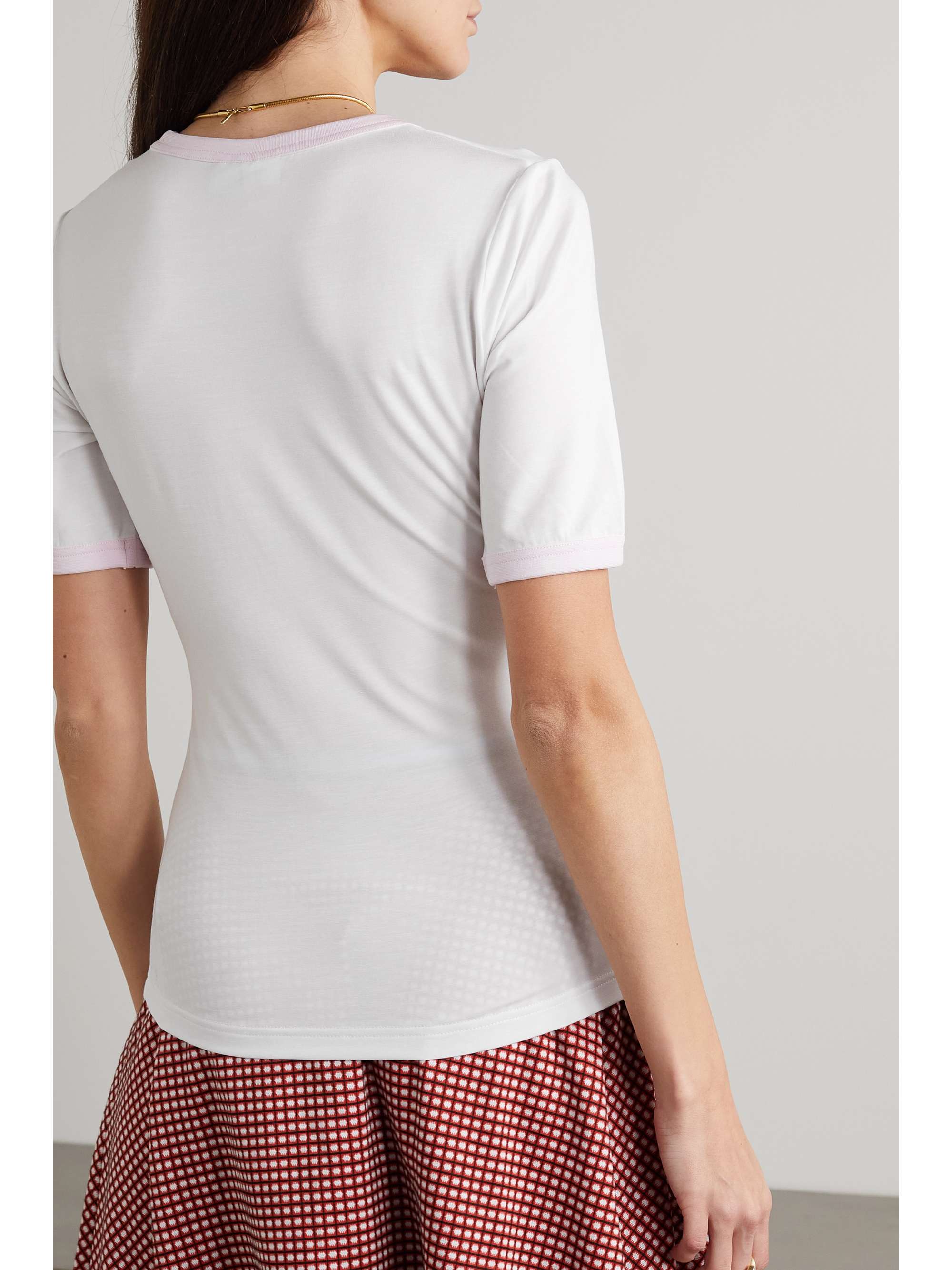 GANNI Embellished printed stretch-TENCEL Lyocell T-shirt