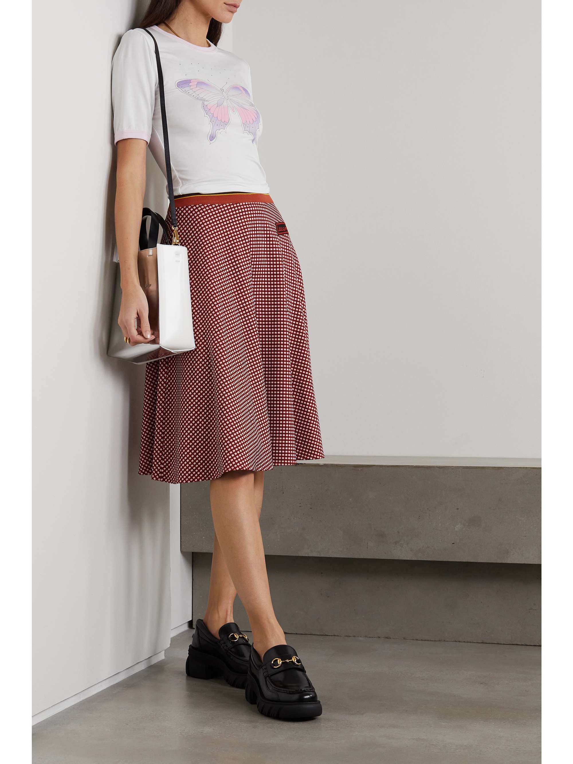 GANNI Embellished printed stretch-TENCEL Lyocell T-shirt