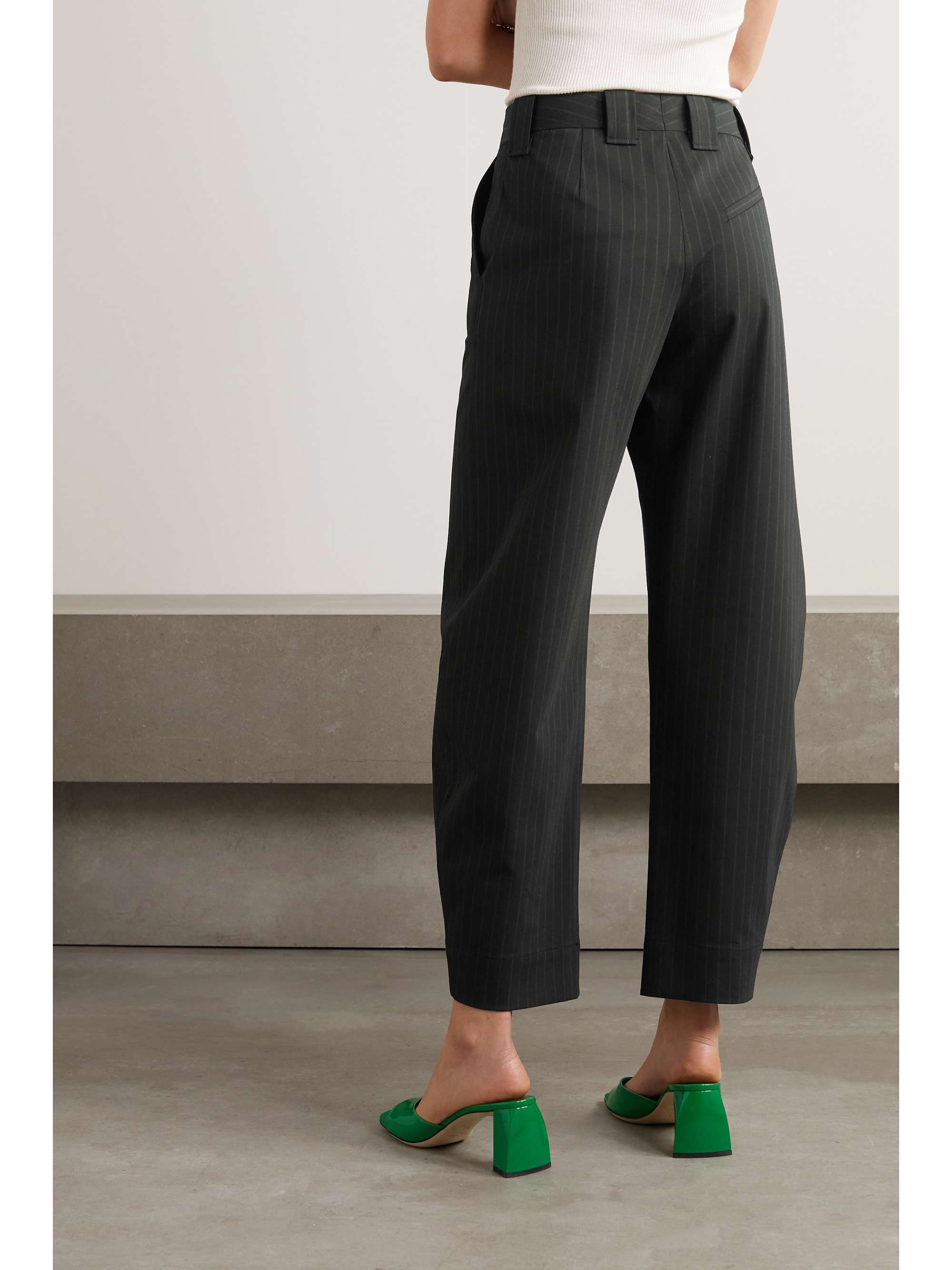 GANNI + NET SUSTAIN pinstriped stretch recycled-twill tapered pants