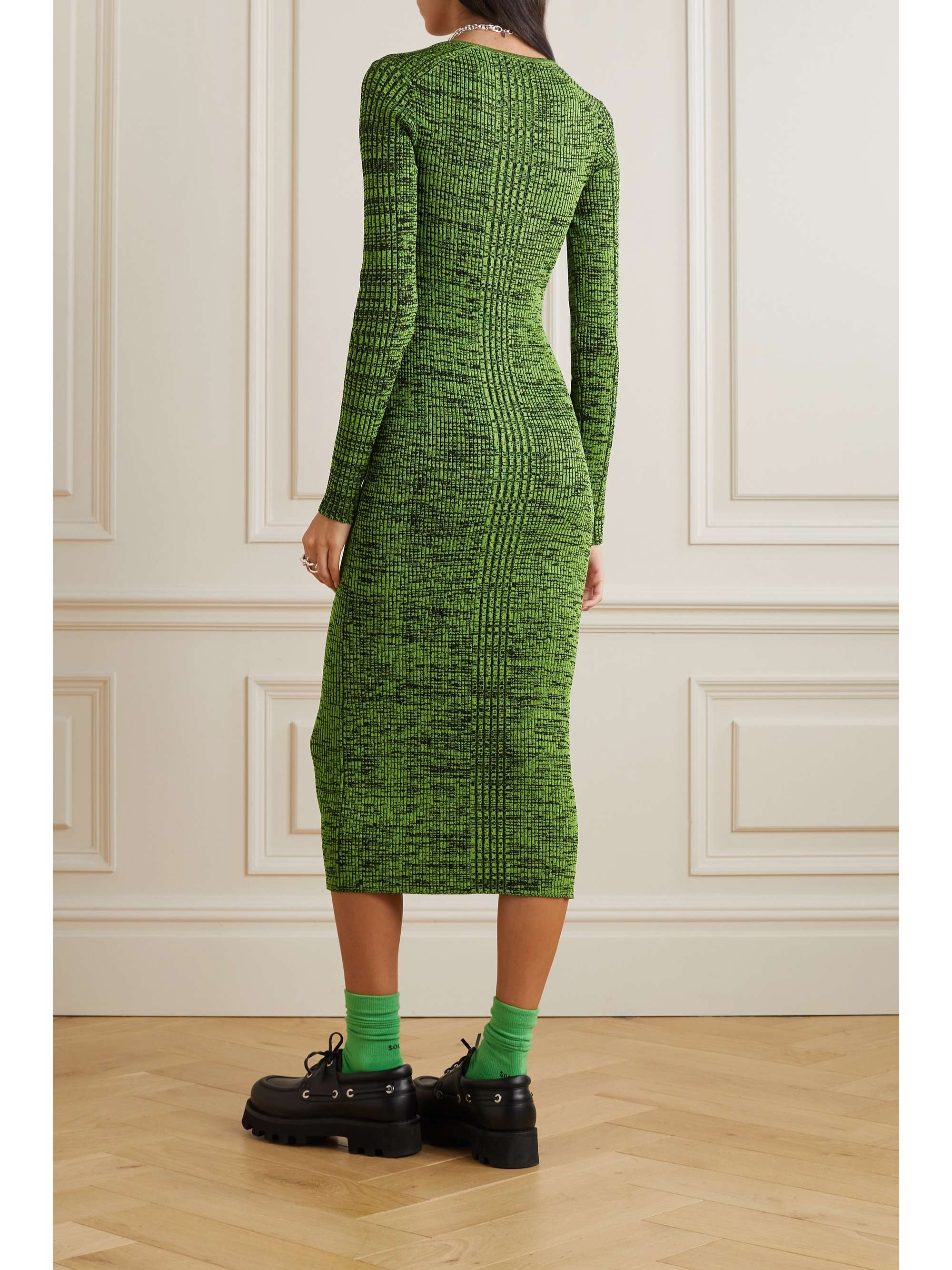 GANNI + NET SUSTAIN ribbed-knit midi dress
