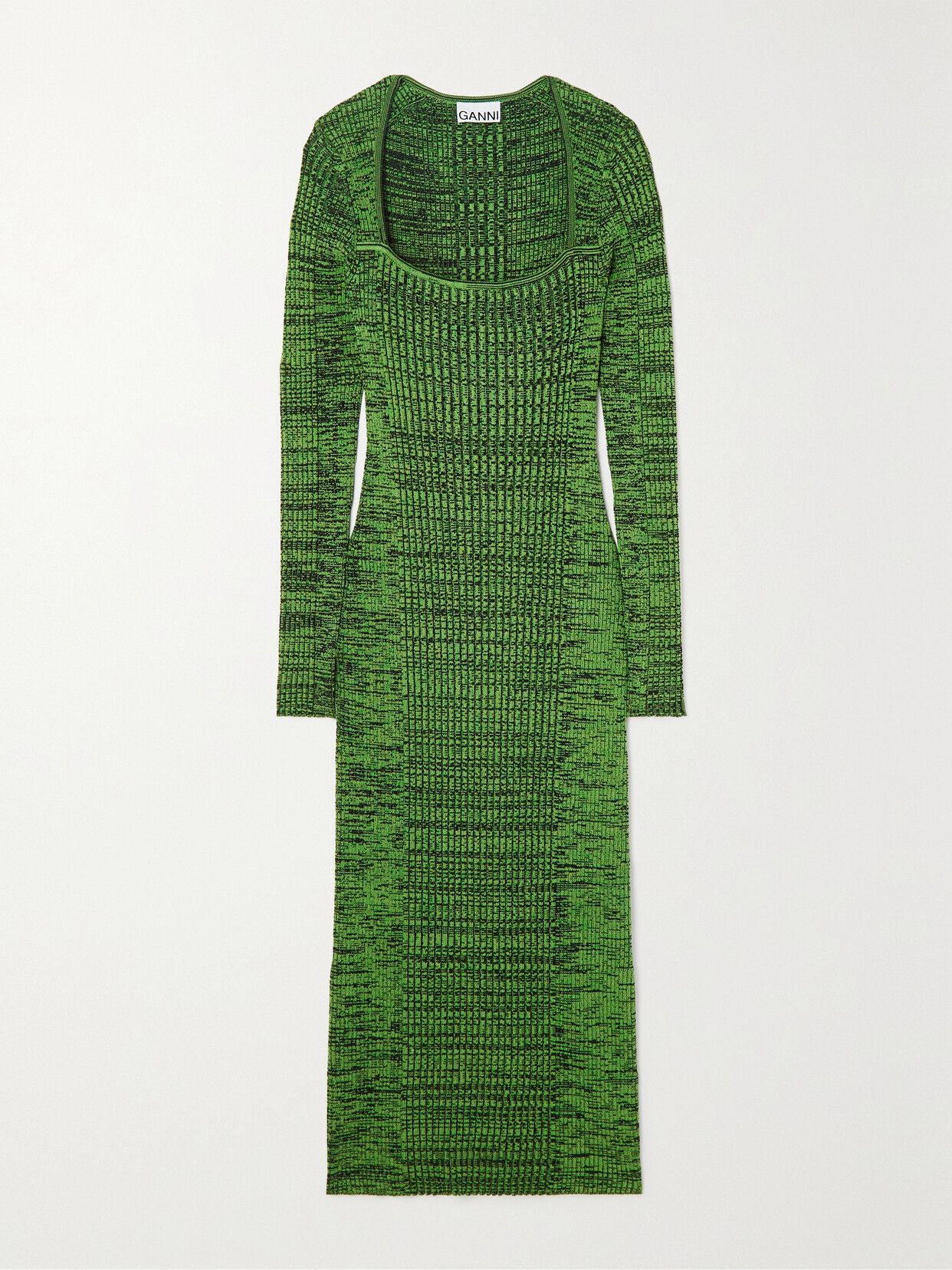 GANNI - + Net Sustain Ribbed-knit Midi Dress - Green