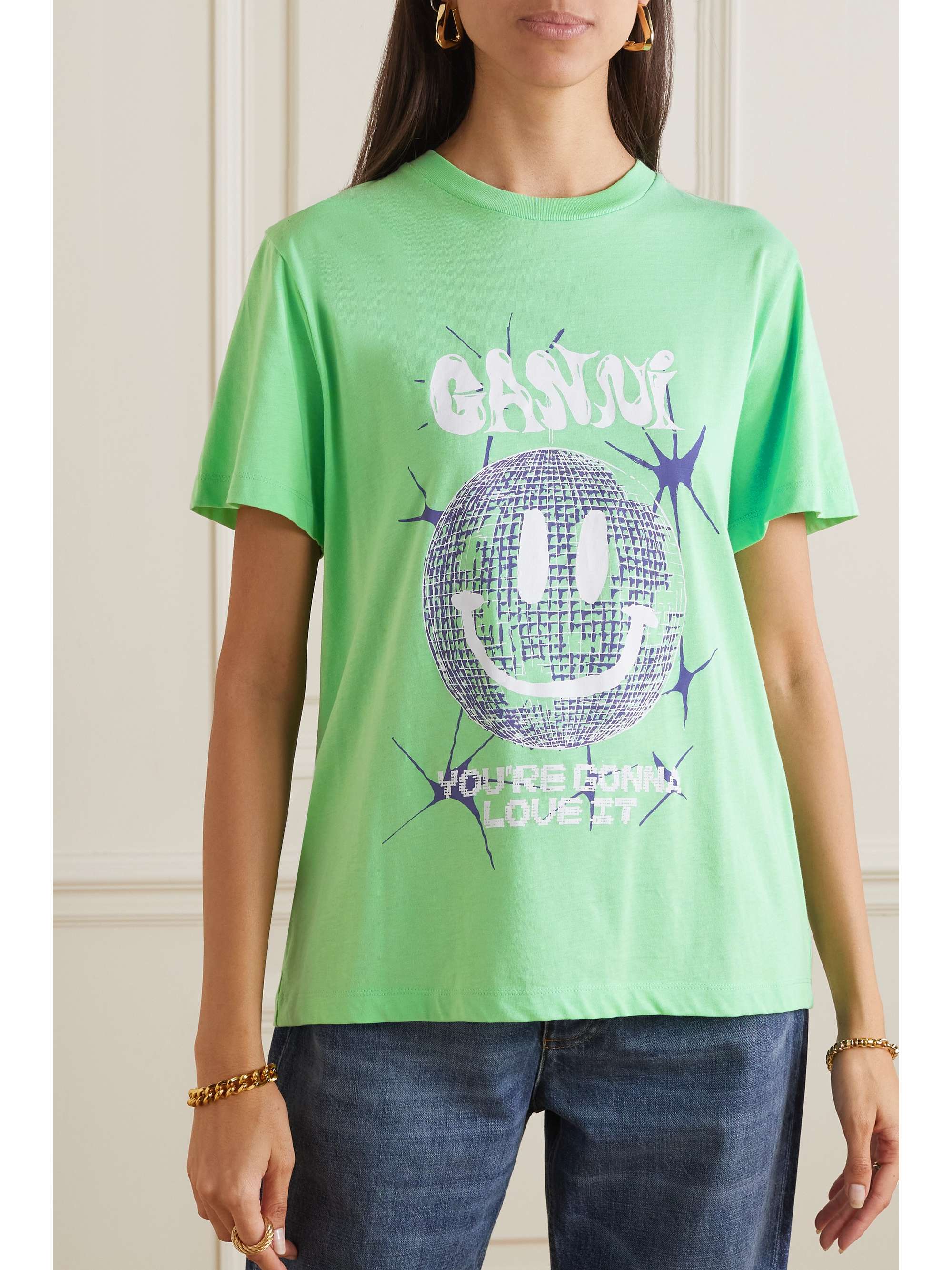 GANNI + NET SUSTAIN Printed organic cotton-jersey T-shirt