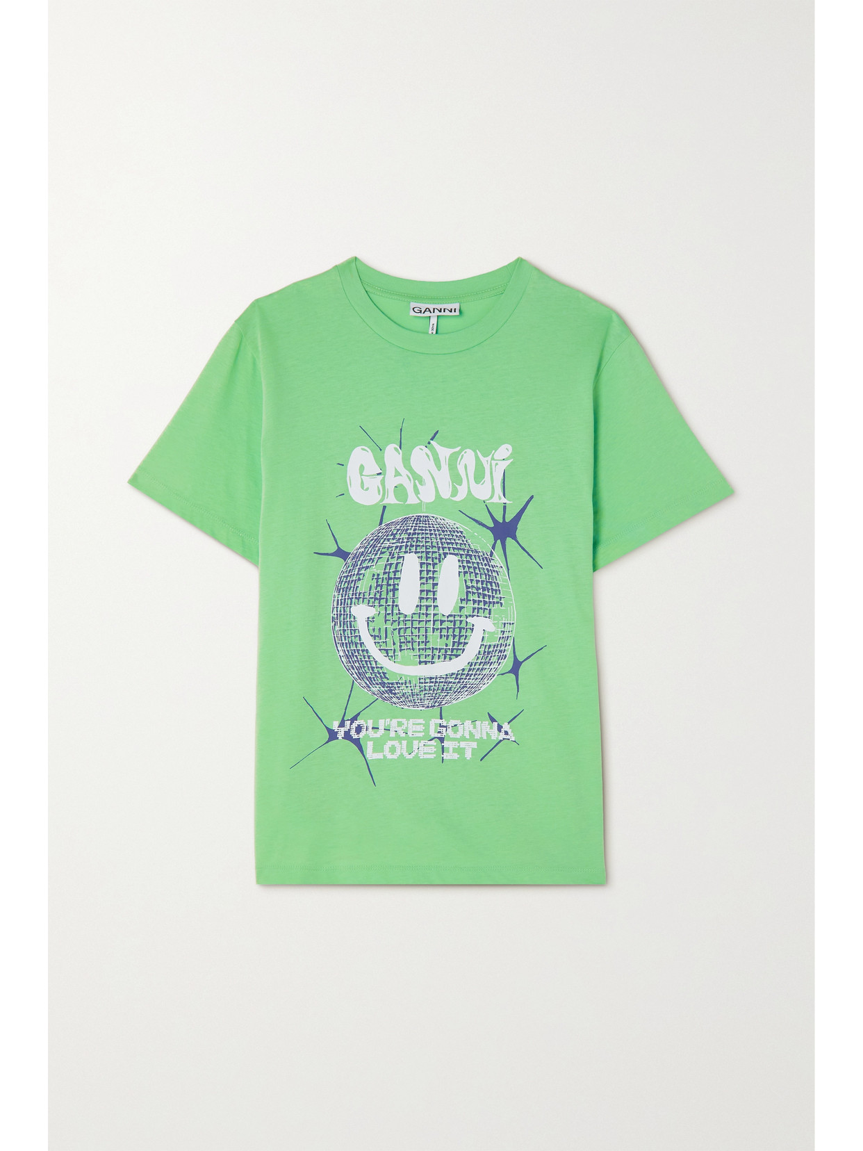 GANNI - + Net Sustain Printed Organic Cotton-jersey T-shirt - Green