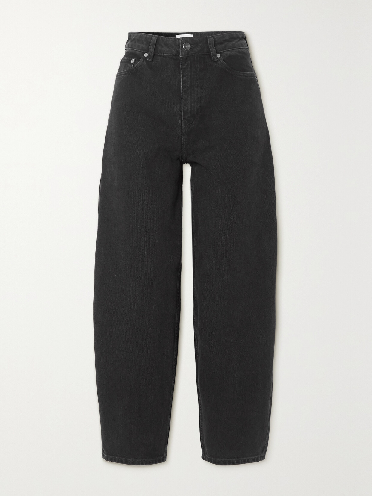 GANNI - Stary Cropped High-rise Tapered Jeans - Black