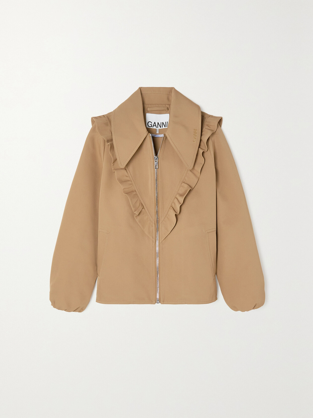 GANNI - + Net Sustain Ruffled Recycled-twill Jacket - Neutrals