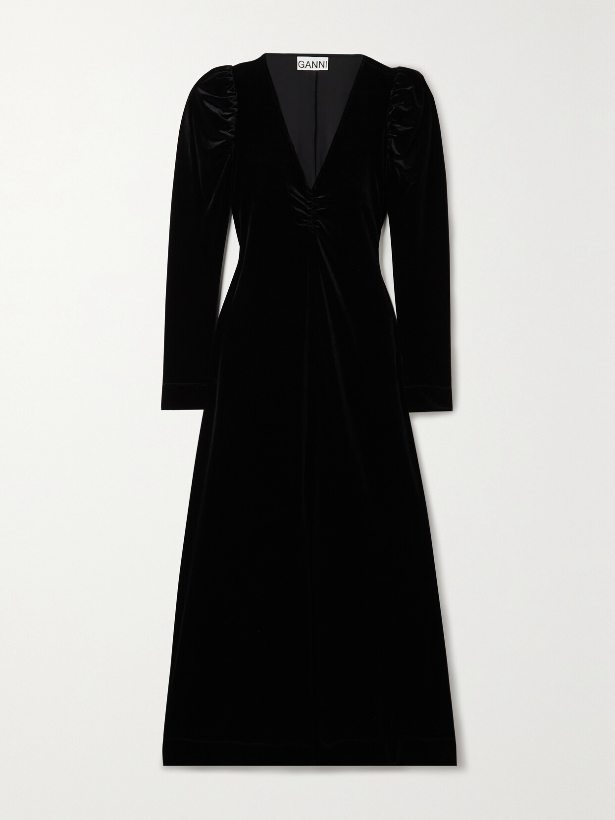 GANNI - + Net Sustain Stretch Recycled-velvet Maxi Dress - Black