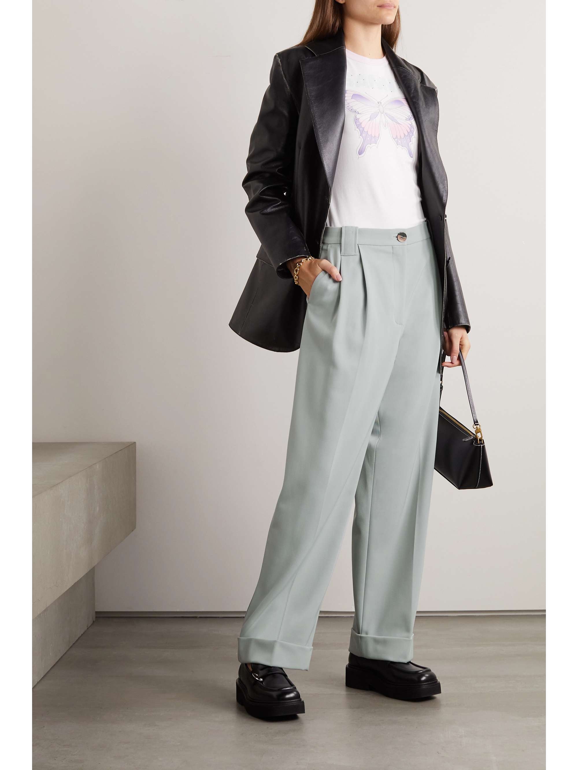 GANNI + NET SUSTAIN pleated recycled-twill straight-leg pants