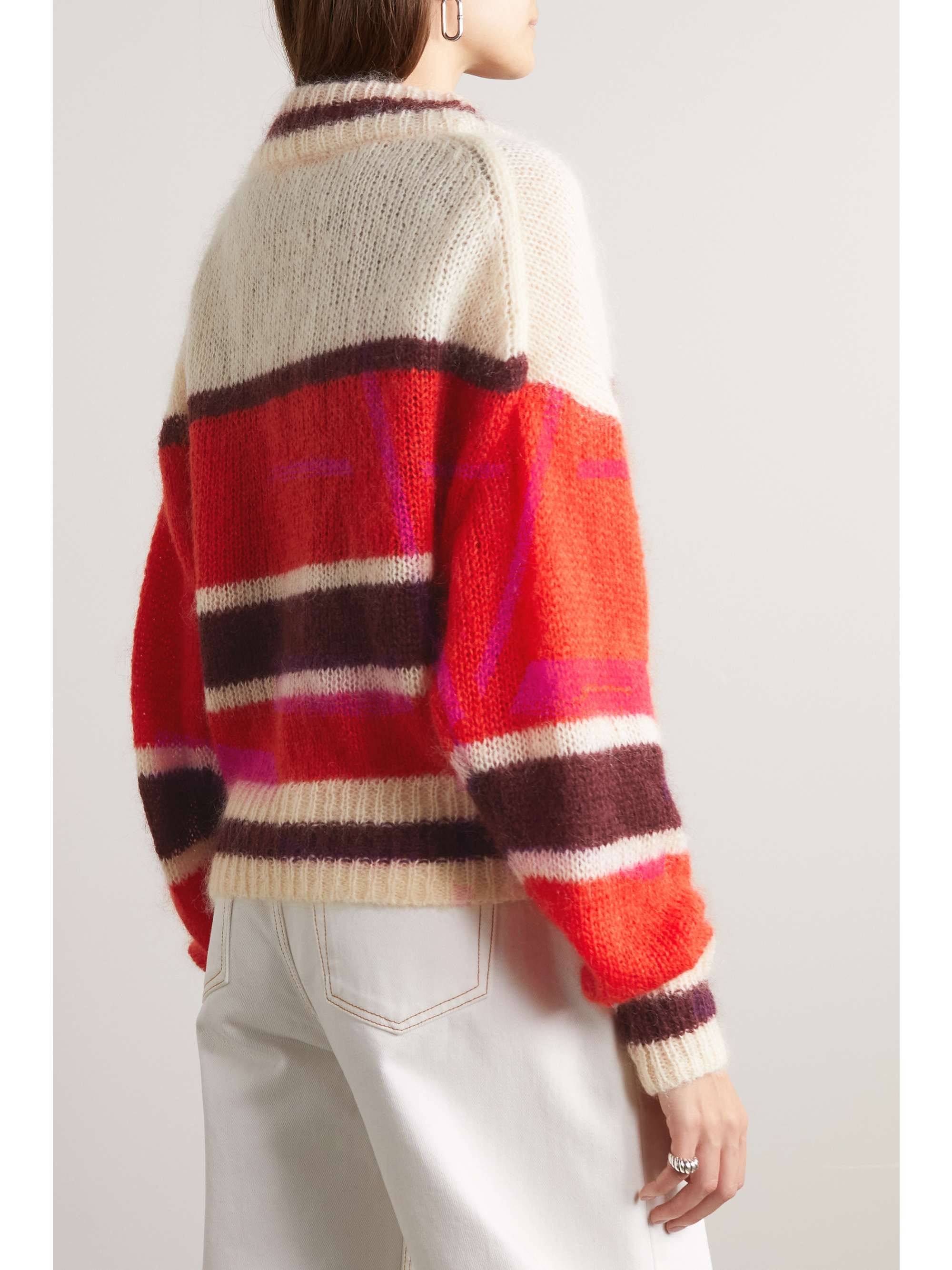 GANNI + NET SUSTAIN striped mohair-blend cardigan
