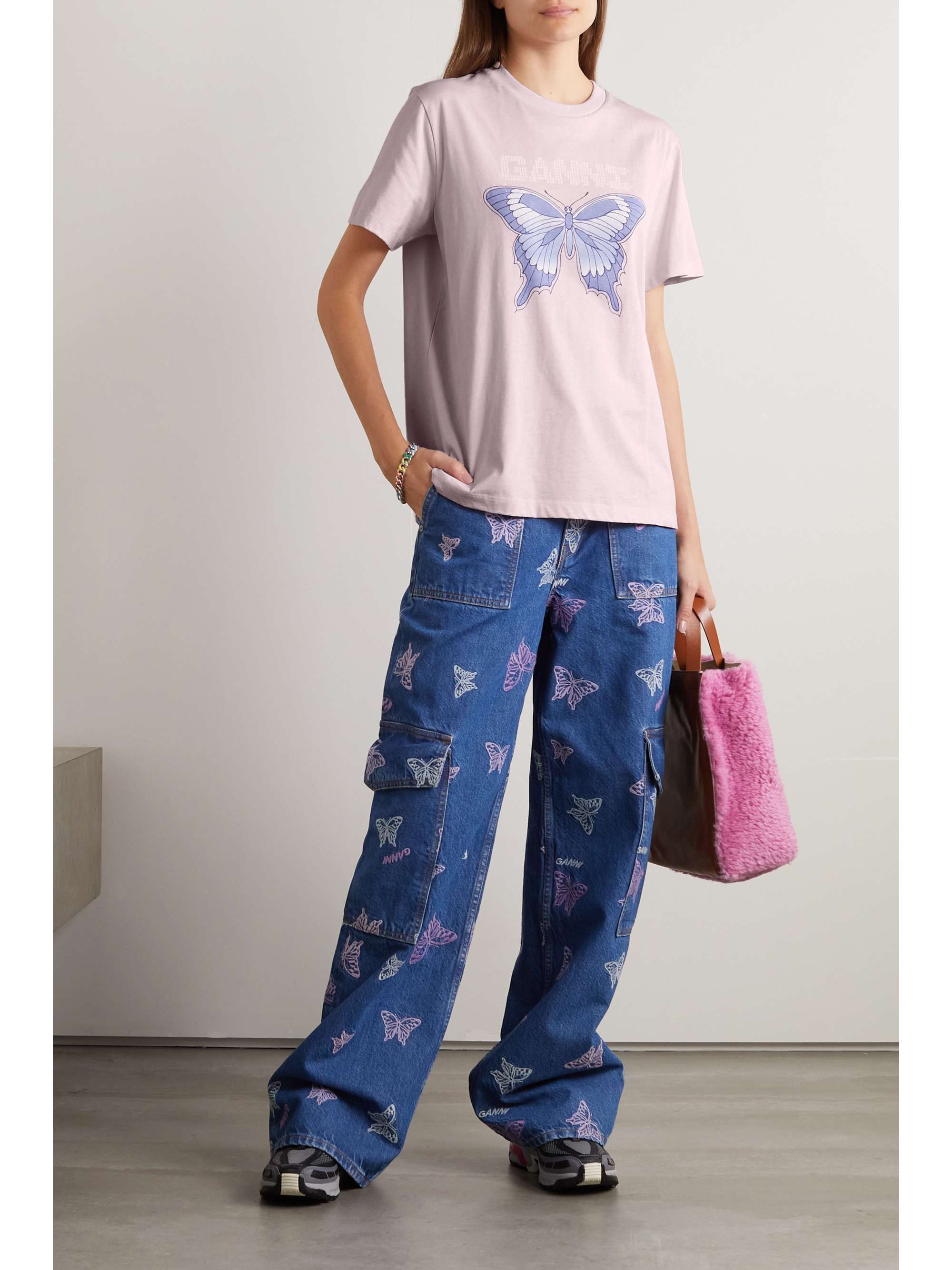 GANNI + NET SUSTAIN printed organic cotton-jersey T-shirt
