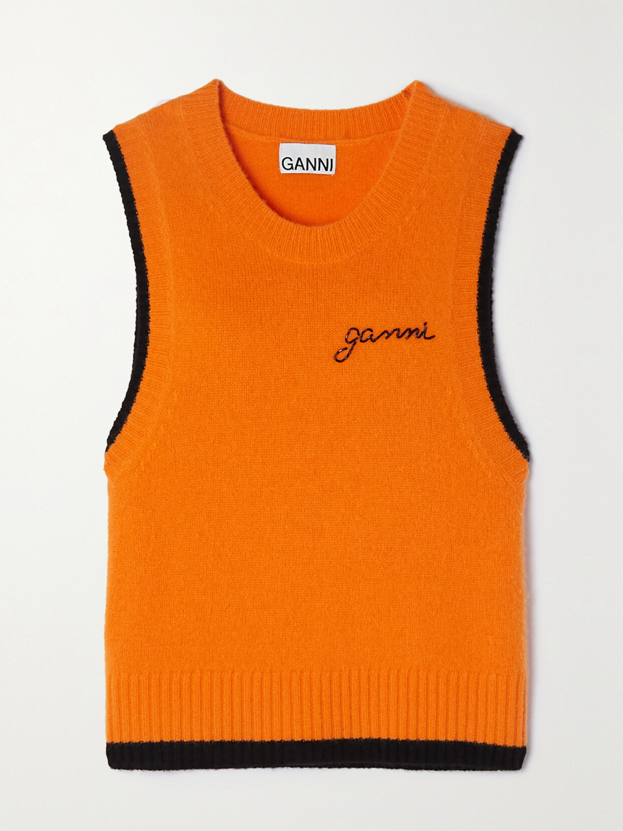 GANNI - + Net Sustain Embellished Two-tone Merino Wool And Cashmere-blend Vest - Orange