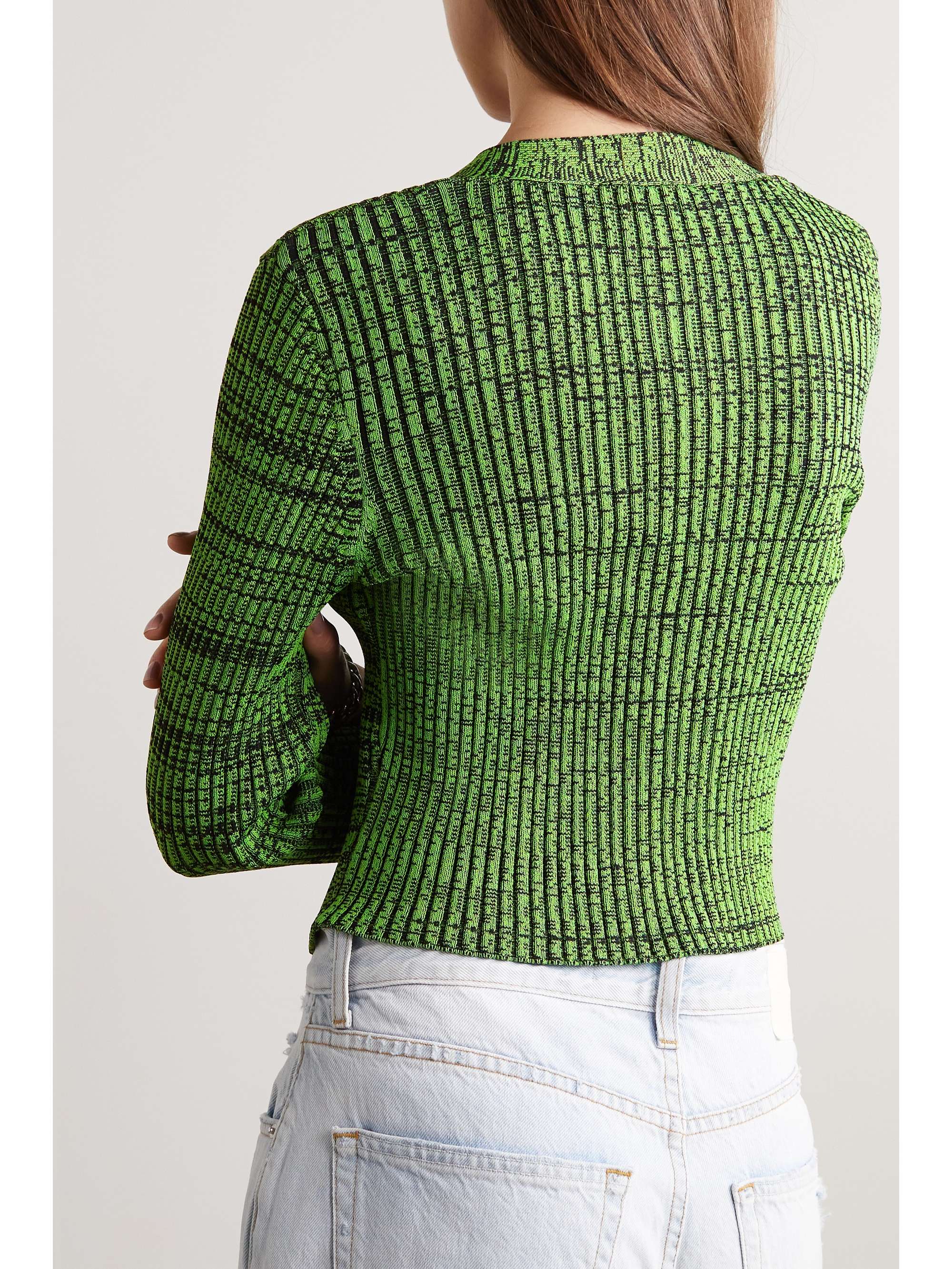 GANNI + NET SUSTAIN cropped mélange knitted cardigan