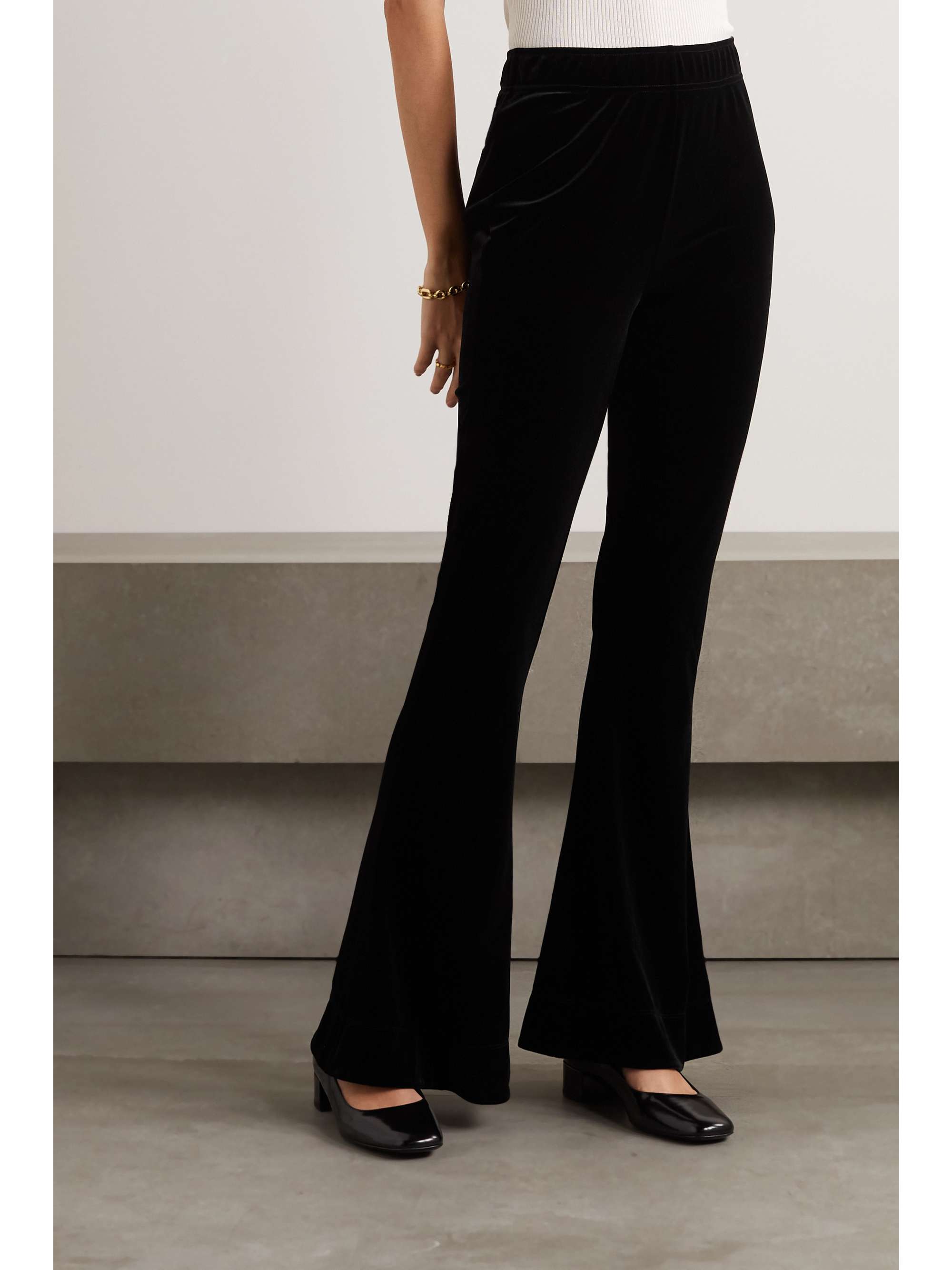 GANNI + NET SUSTAIN stretch recycled-velvet flared pants