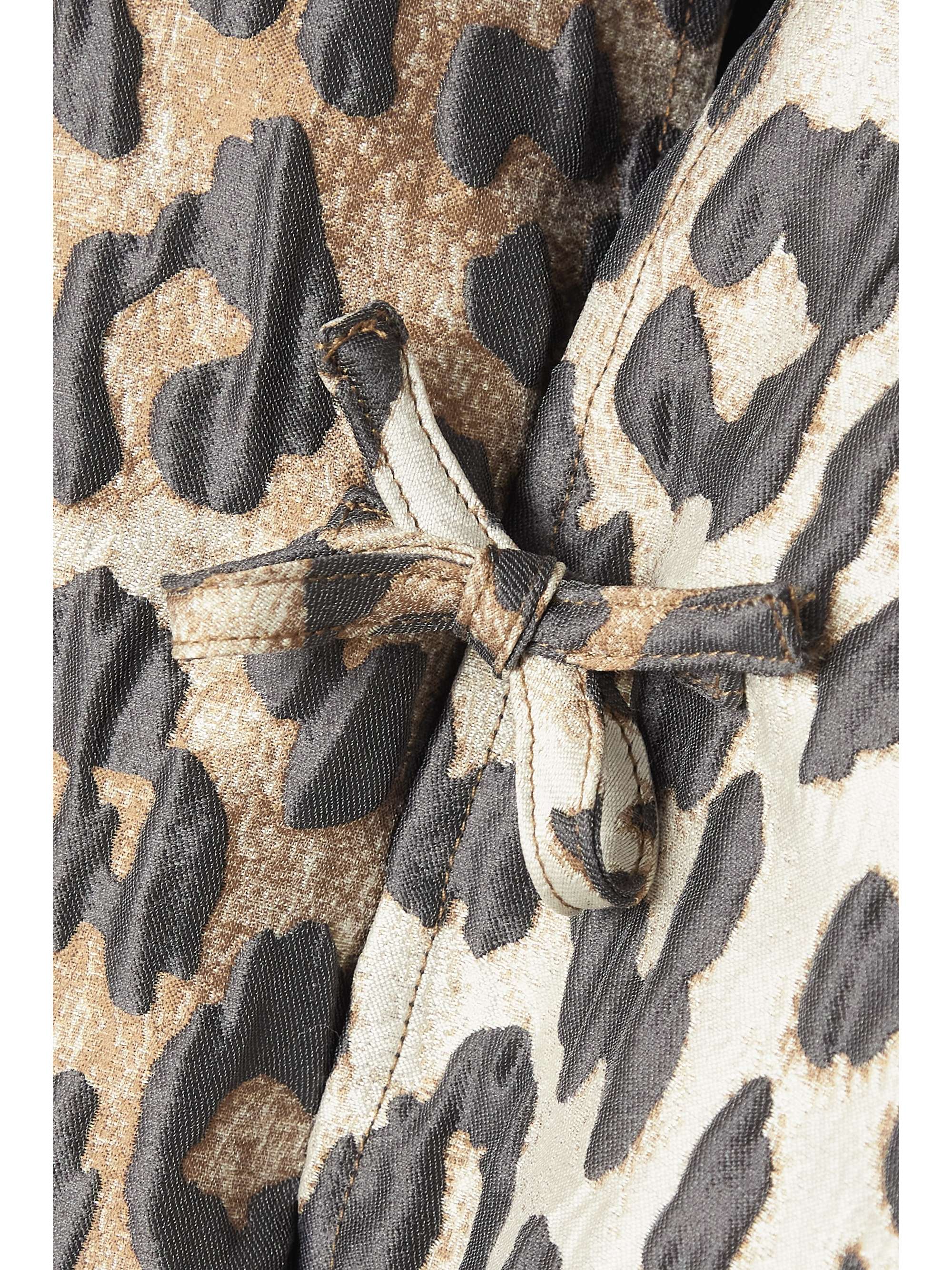 GANNI + NET SUSTAIN bow-detailed recycled leopard-jacquard blouse