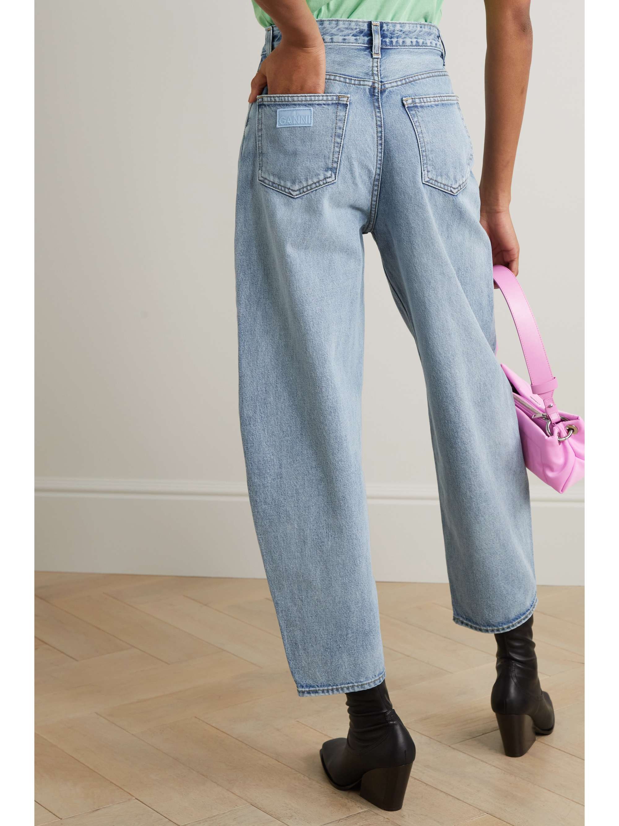 GANNI Stary cropped high-rise tapered organic jeans
