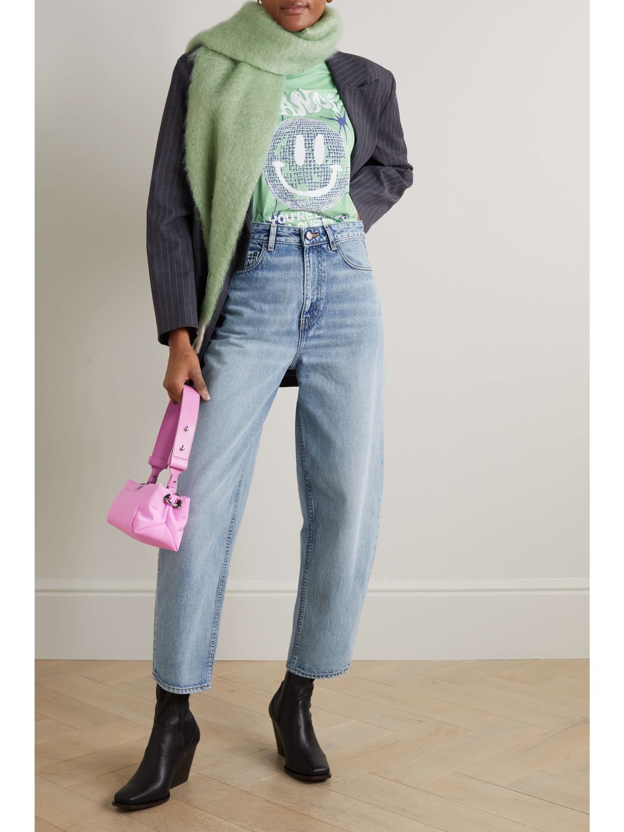 GANNI Stary cropped high-rise tapered organic jeans