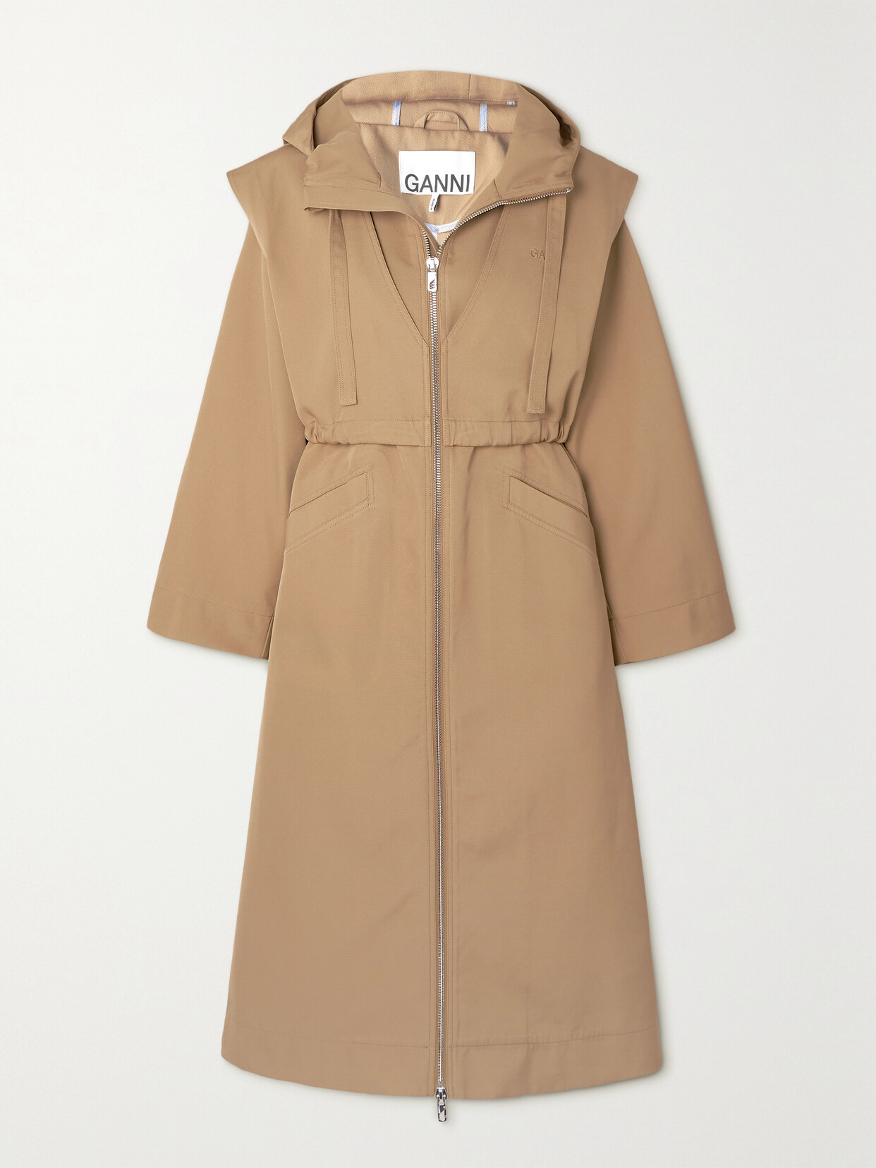 GANNI - + Net Sustain Hooded Recycled Twill Coat - Neutrals