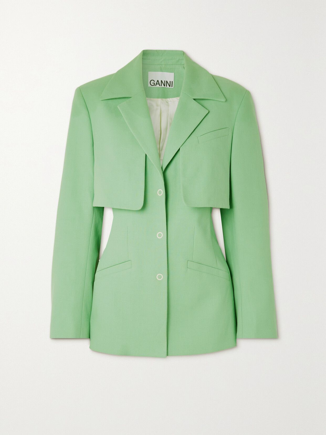 GANNI - + Net Sustain Layered Organic Cotton-voile Blazer - Green