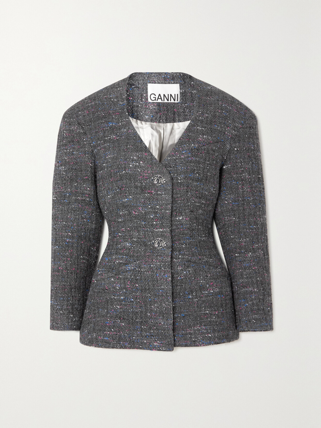 GANNI - + Net Sustain Recycled Wool-blend Bouclé Blazer - Gray