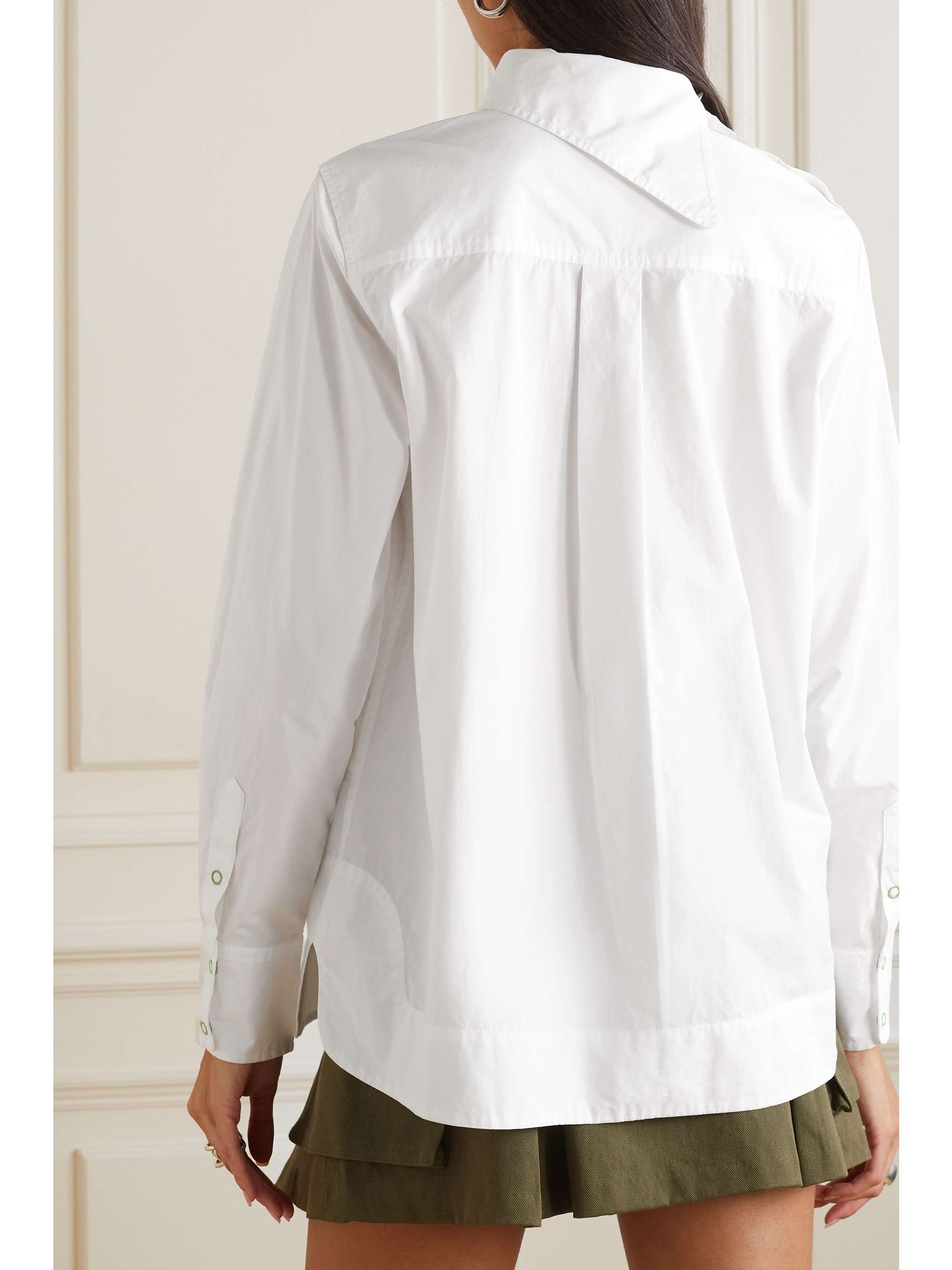 GANNI + NET SUSTAIN asymmetric cotton-poplin shirt