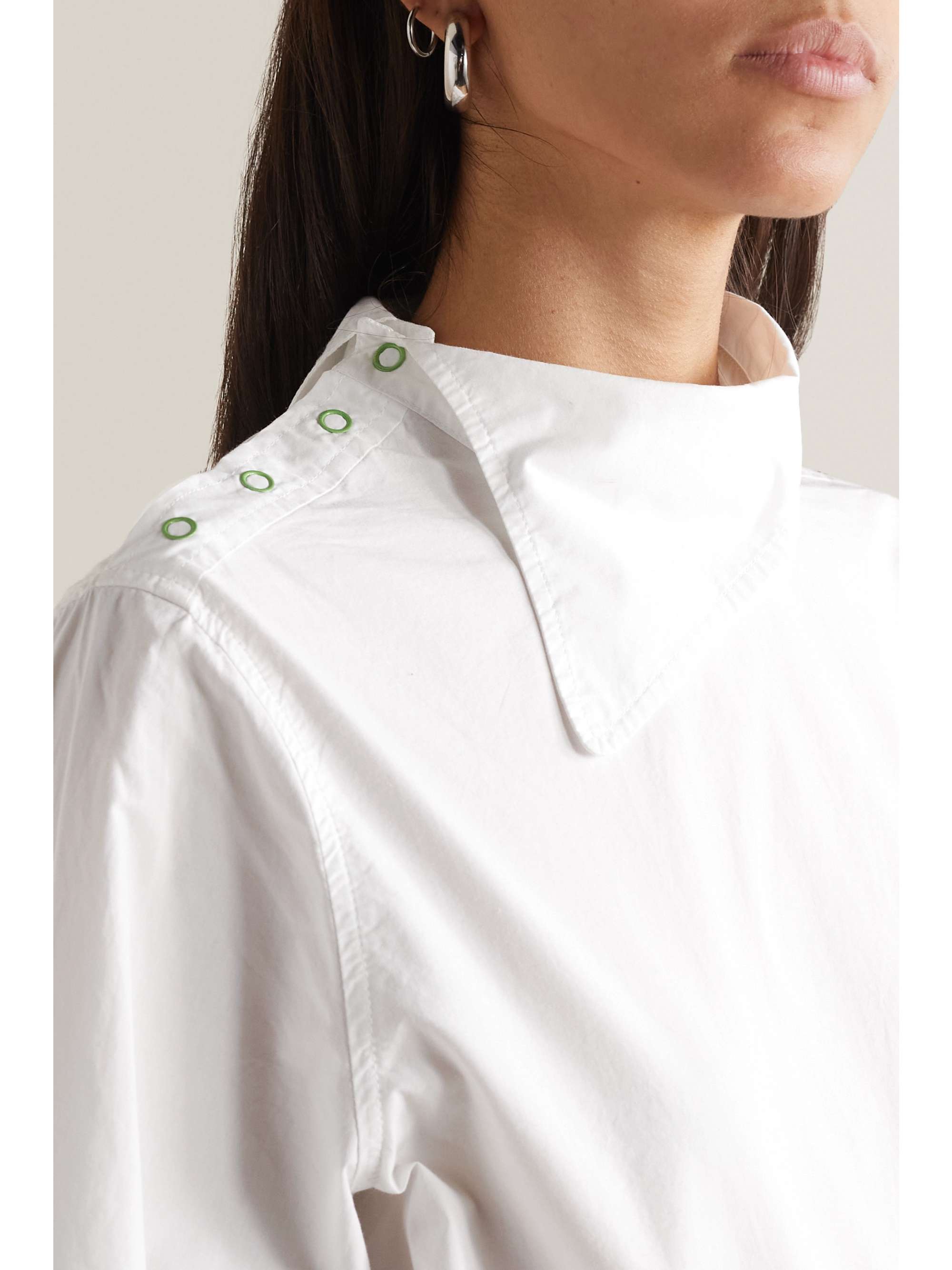 GANNI + NET SUSTAIN asymmetric cotton-poplin shirt