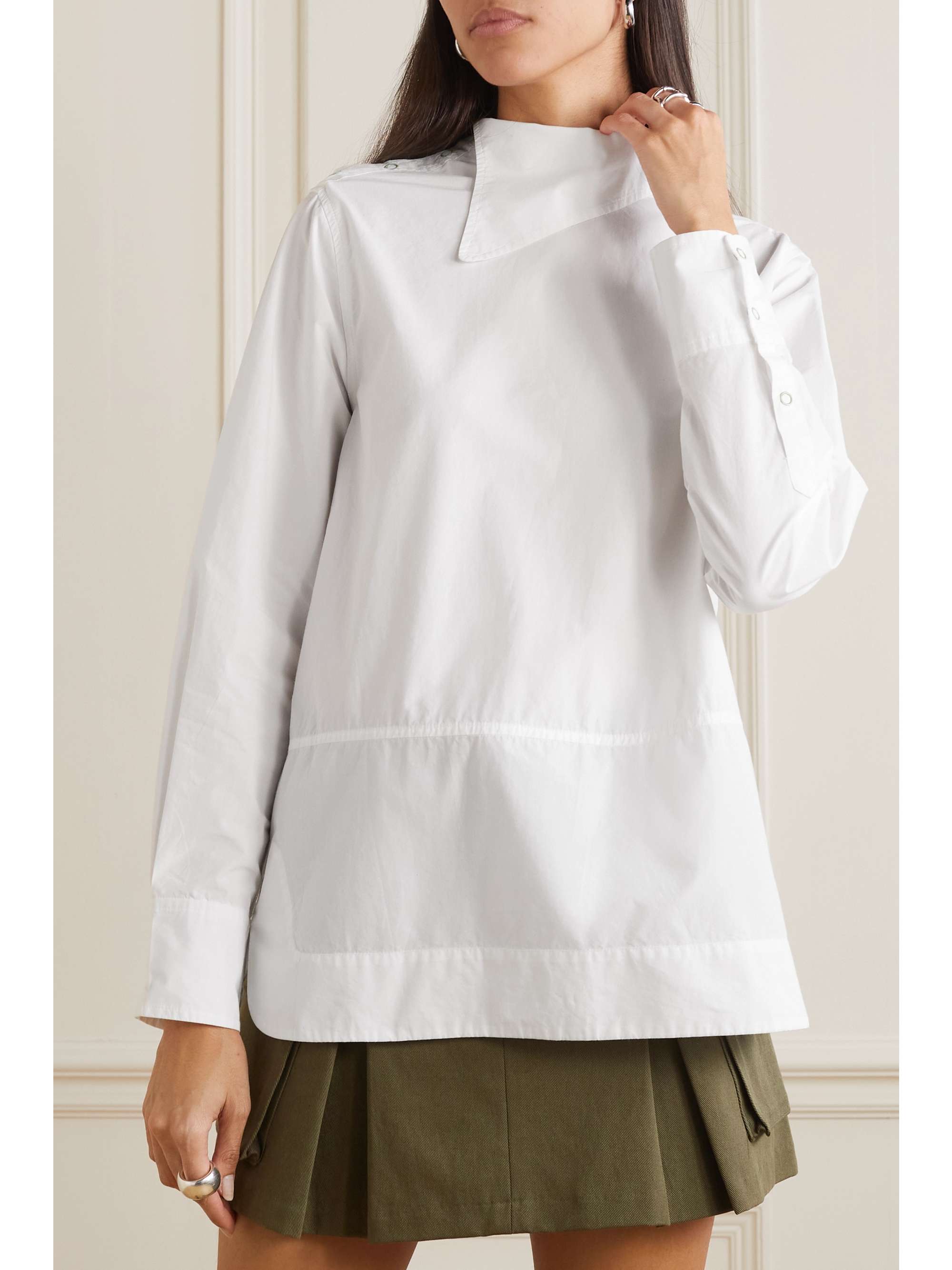 GANNI + NET SUSTAIN asymmetric cotton-poplin shirt