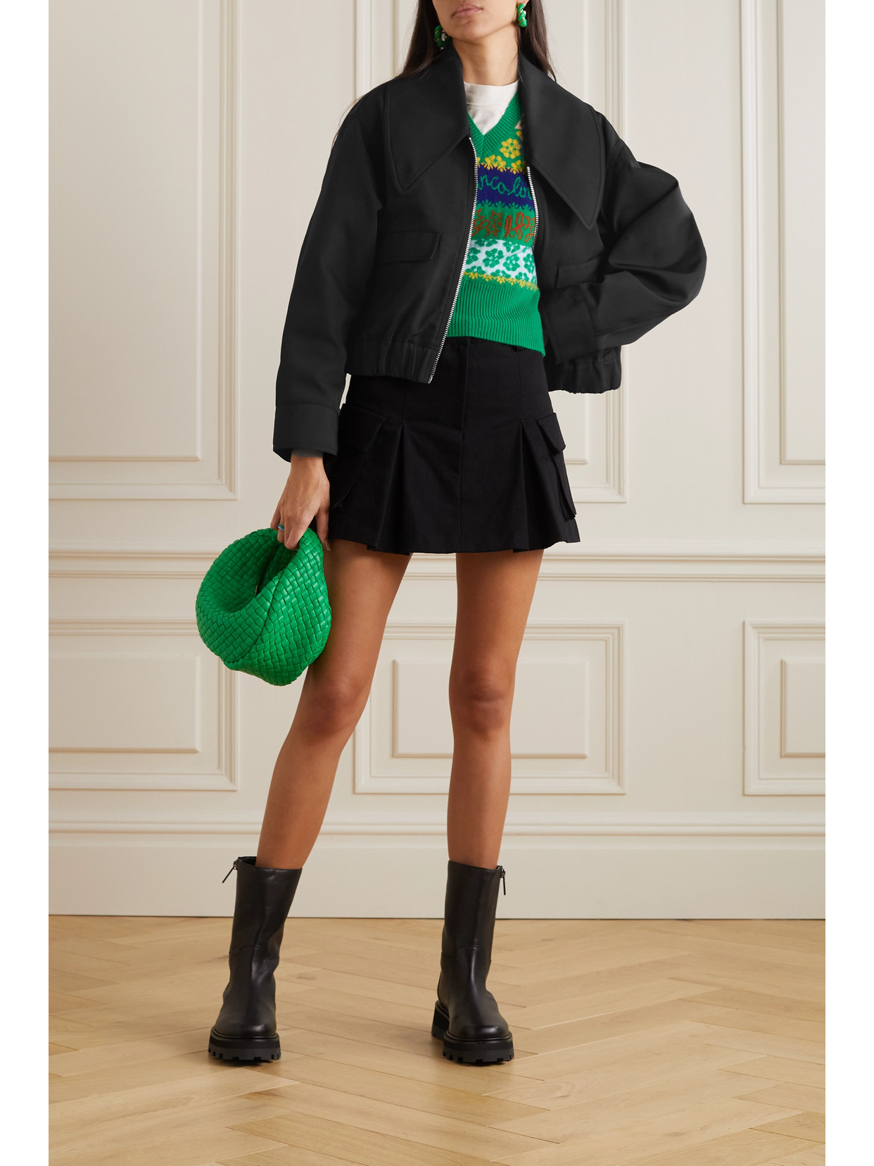 Oversized Collar Jacket In Black
