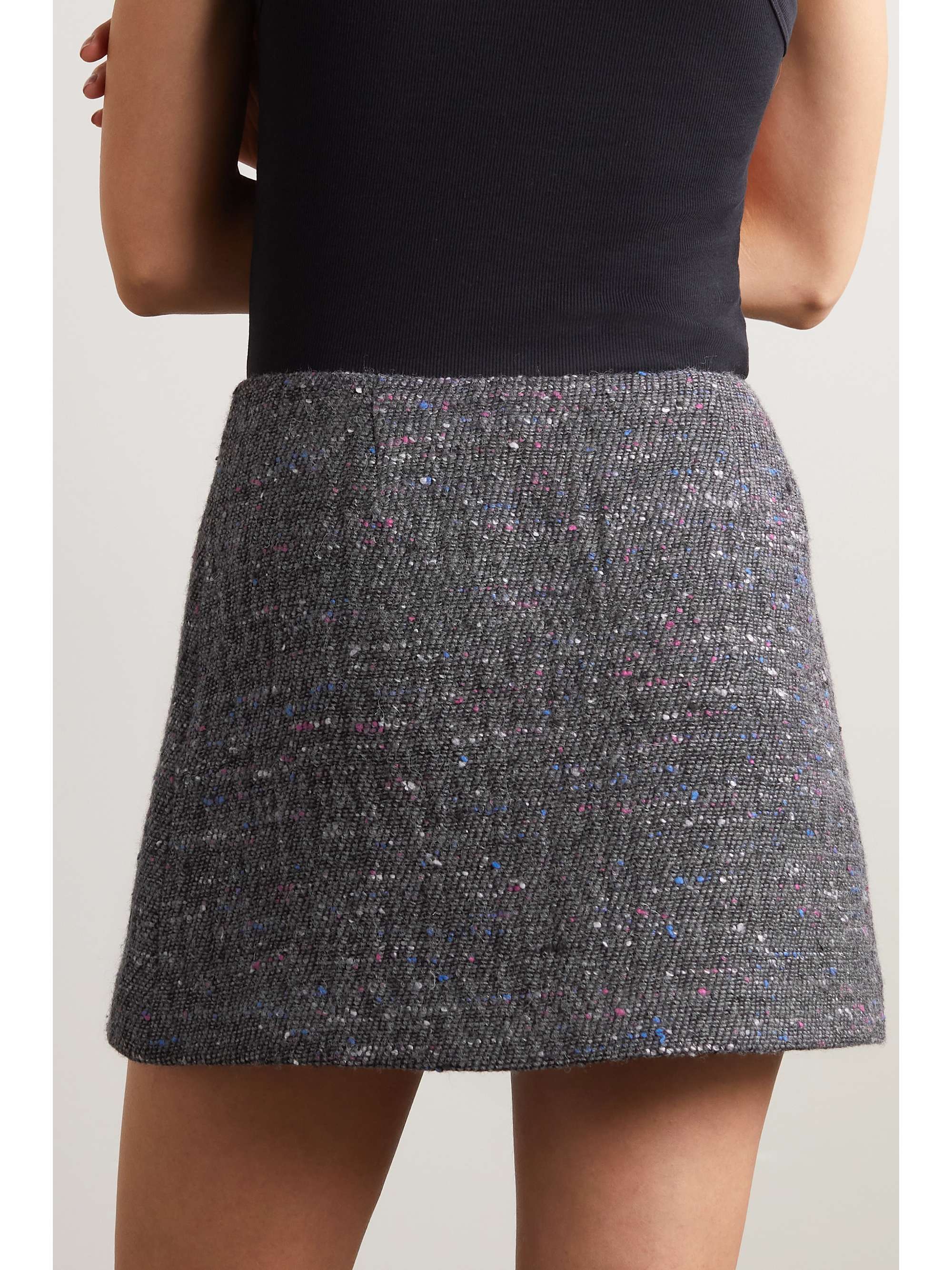 GANNI + NET SUSTAIN embellished recycled wool-blend bouclé mini wrap skirt
